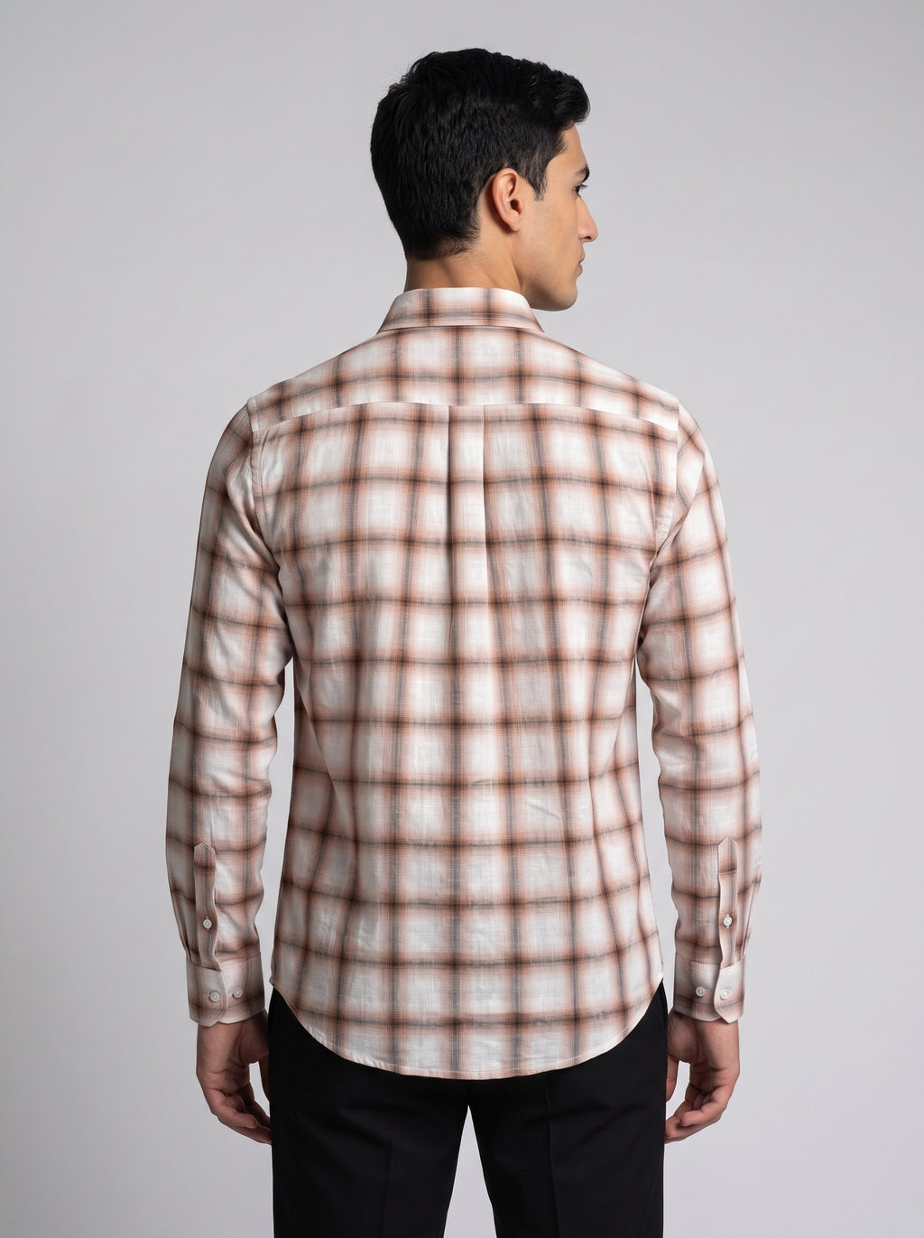 Men’s Beige & Ivory Plaid Check Full Sleeve Shirt