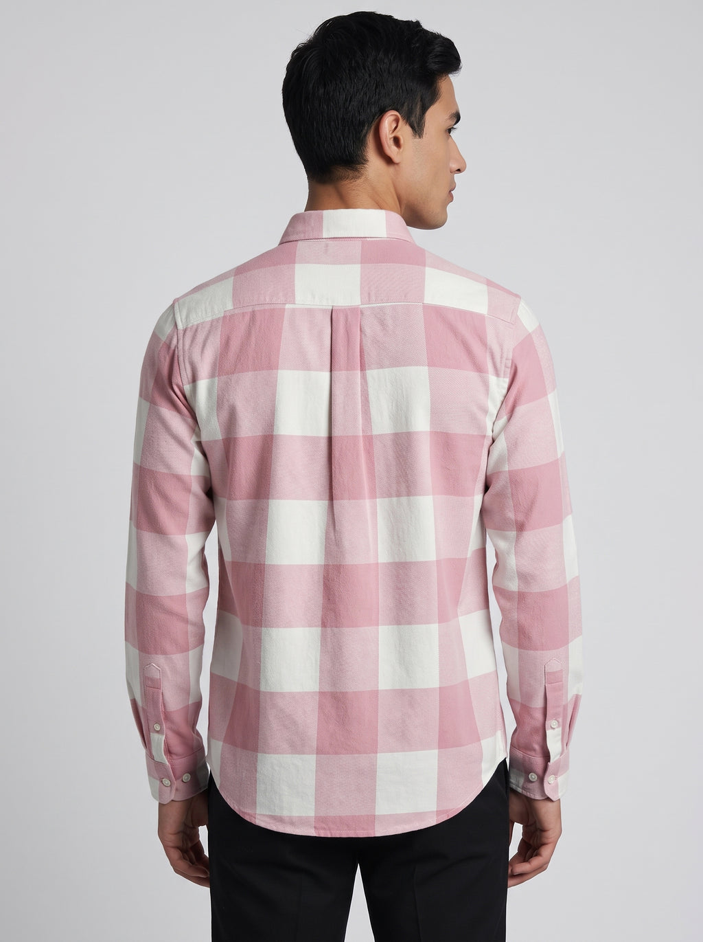 Men’s Pink & White Buffalo Check Full Sleeve Shirt