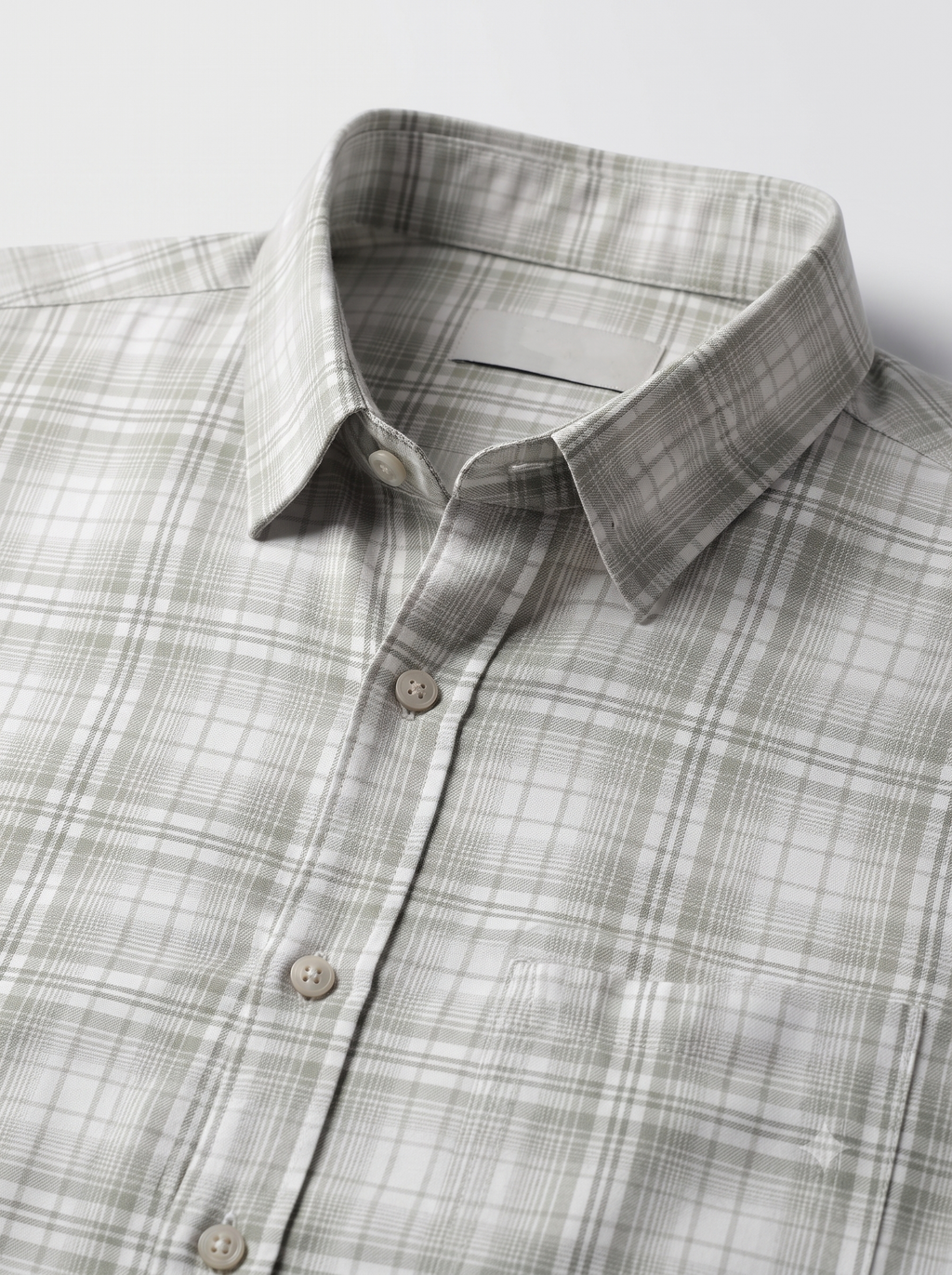 Men’s Light Grey & White Plaid Check Full Sleeve Shirt