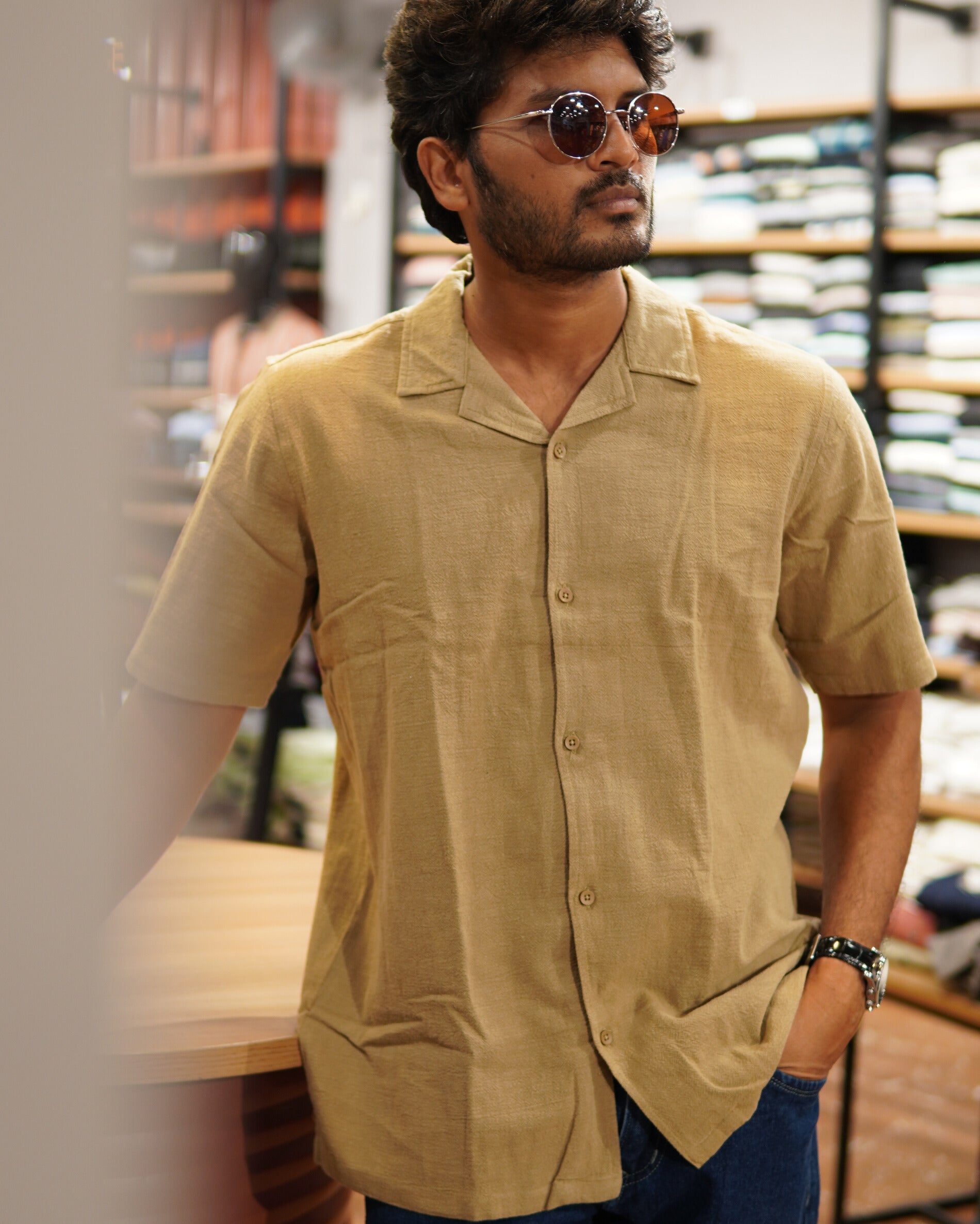 Cuban Collar Shirt - Khaki - Snipes