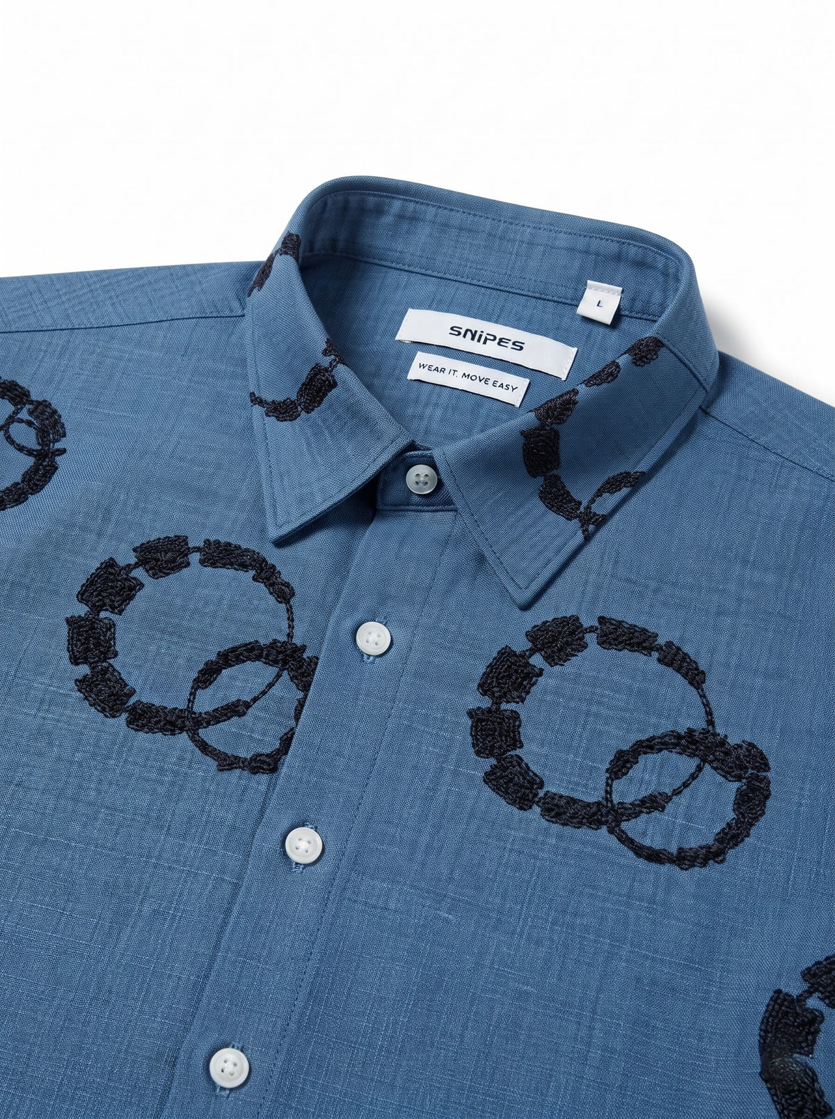Men’s Korean Linen Circular Pattern Embroidery Shirt