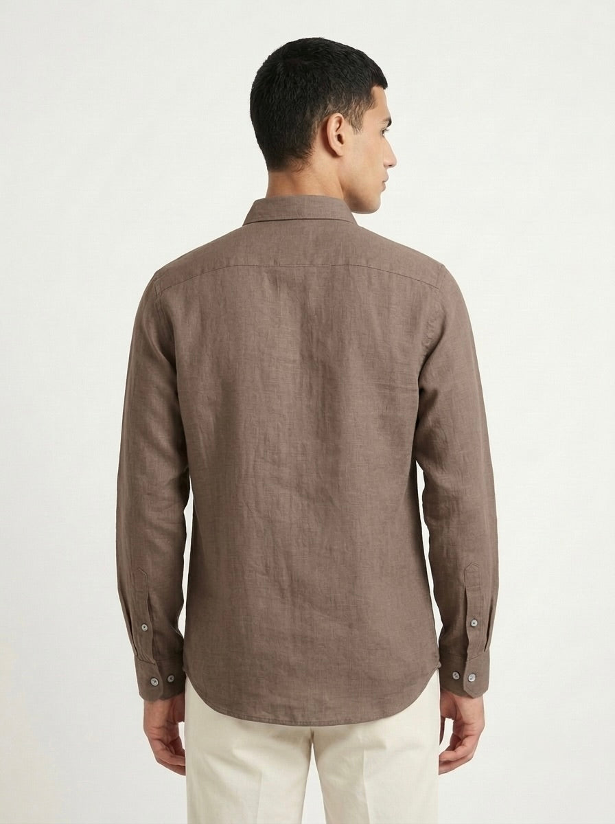 Men’s pure linen full sleeve casual shirt by Snipes, showing a lightweight, breathable fabric with a classic collar and button front.