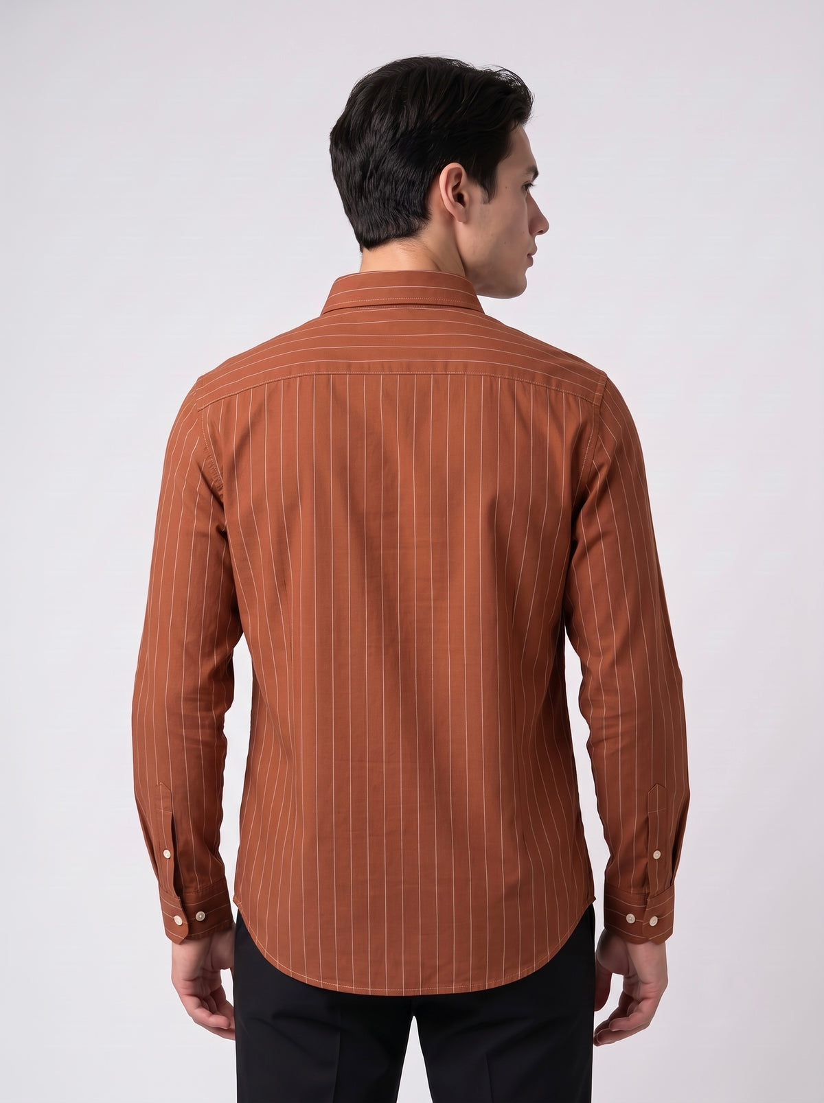 Men’s Striped TR Fabric Button-Down Shirt