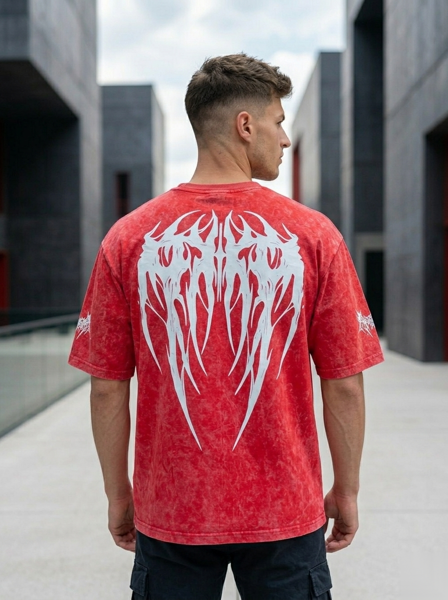 Oversized acid wash graphic T-shirt by Snipes, featuring a relaxed fit and bold artistic design on soft fabric.