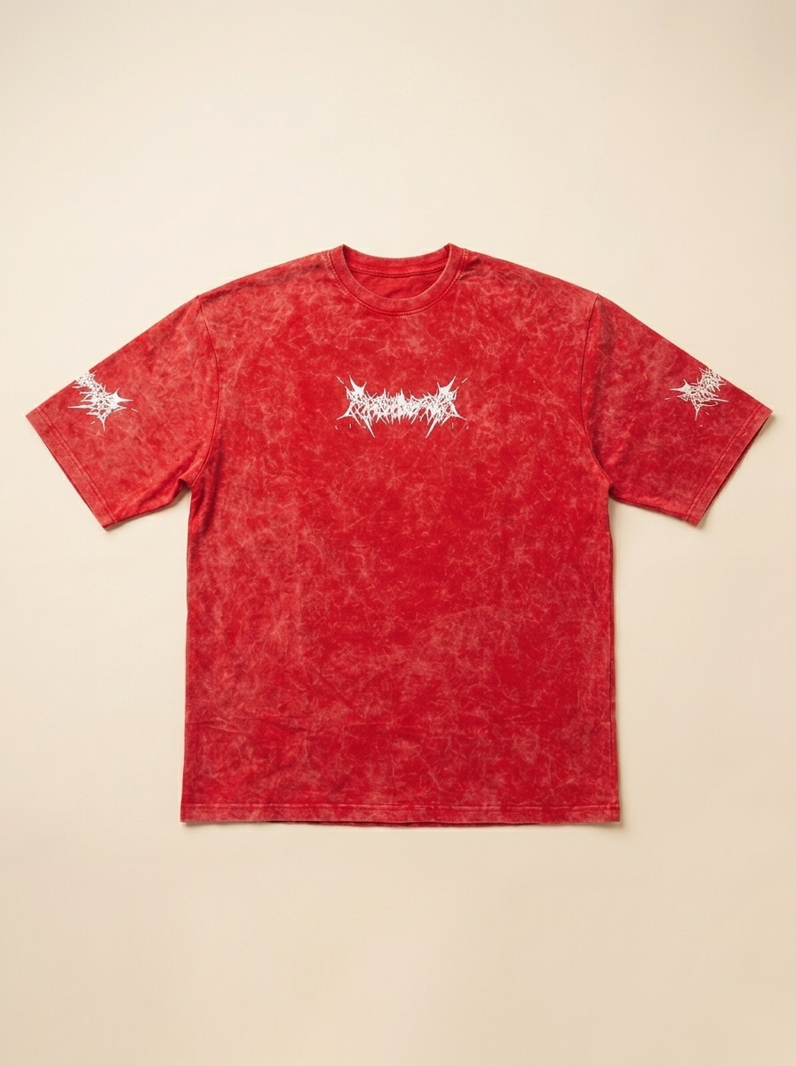 Oversized acid wash graphic T-shirt by Snipes featuring bold print and relaxed fit on light denim-like fabric.