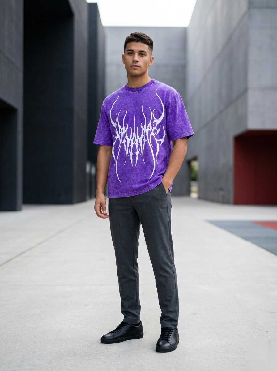 Snipes oversized acid wash graphic T-shirt showing a relaxed fit with bold, colorful graphic design on soft cotton fabric.
