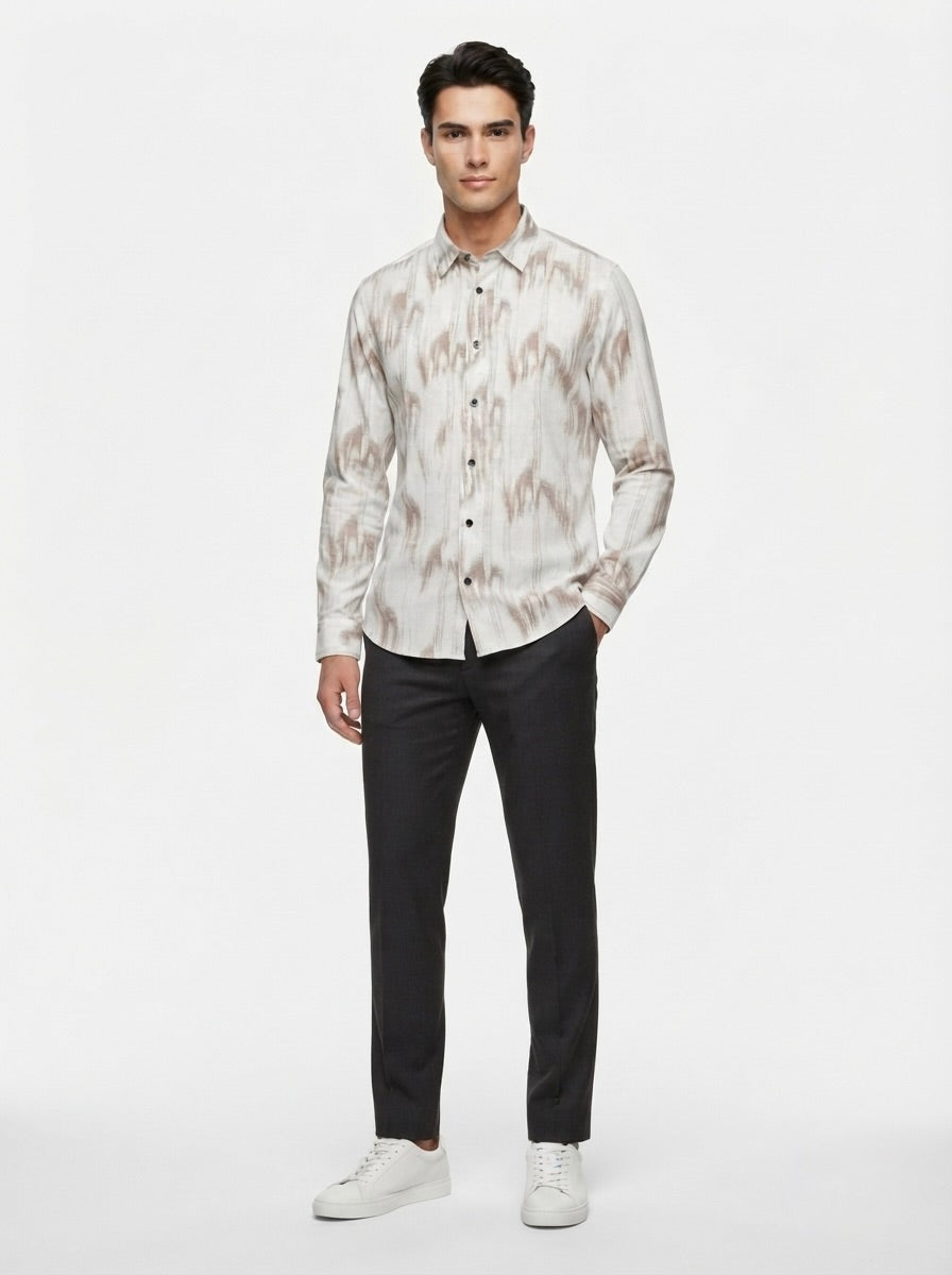 Men’s abstract brushstroke print full sleeve shirt by Snipes, featuring vibrant colorful artwork on a stylish long-sleeve shirt.