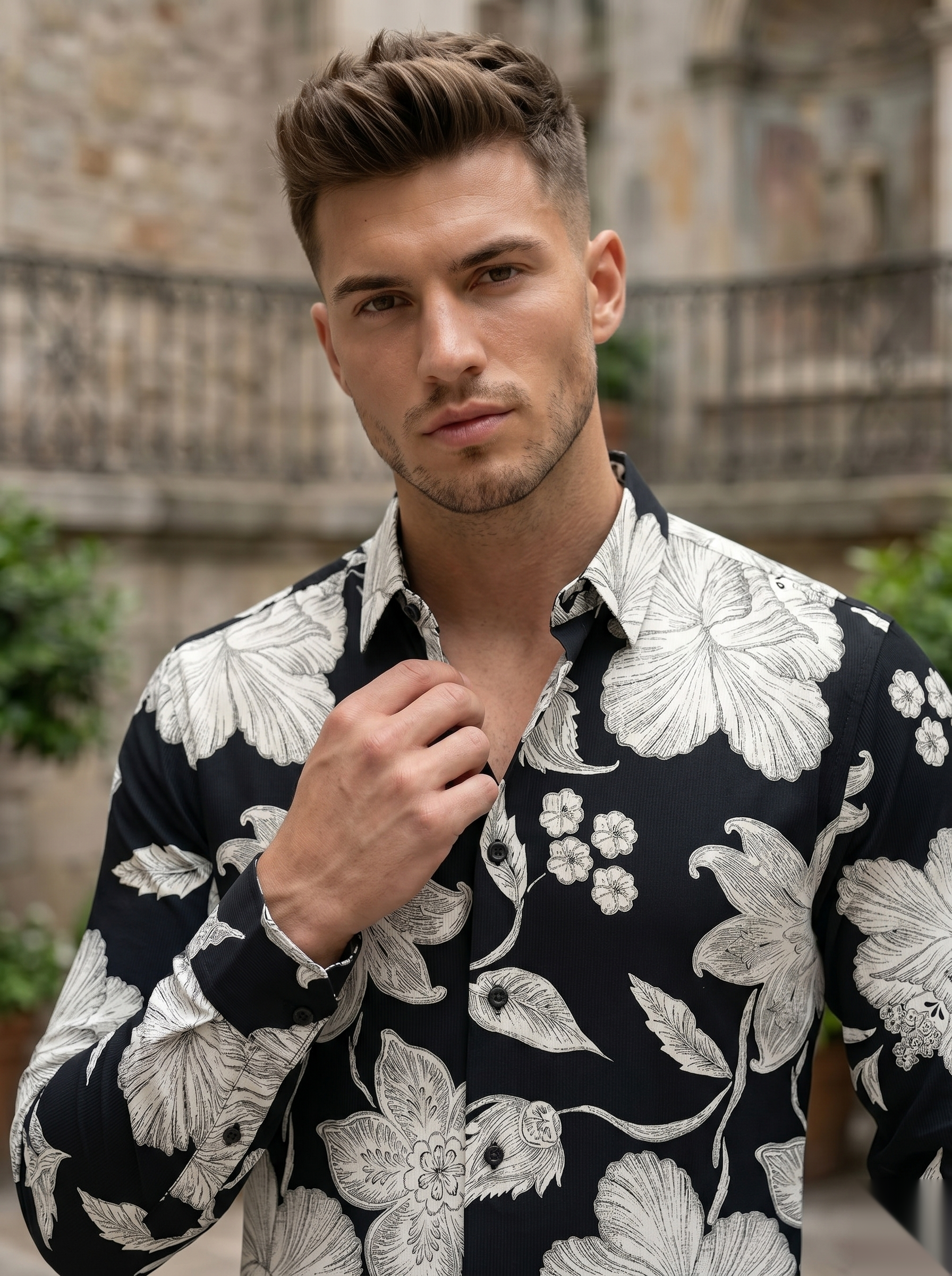 Viscose Printed Shirt - B&W