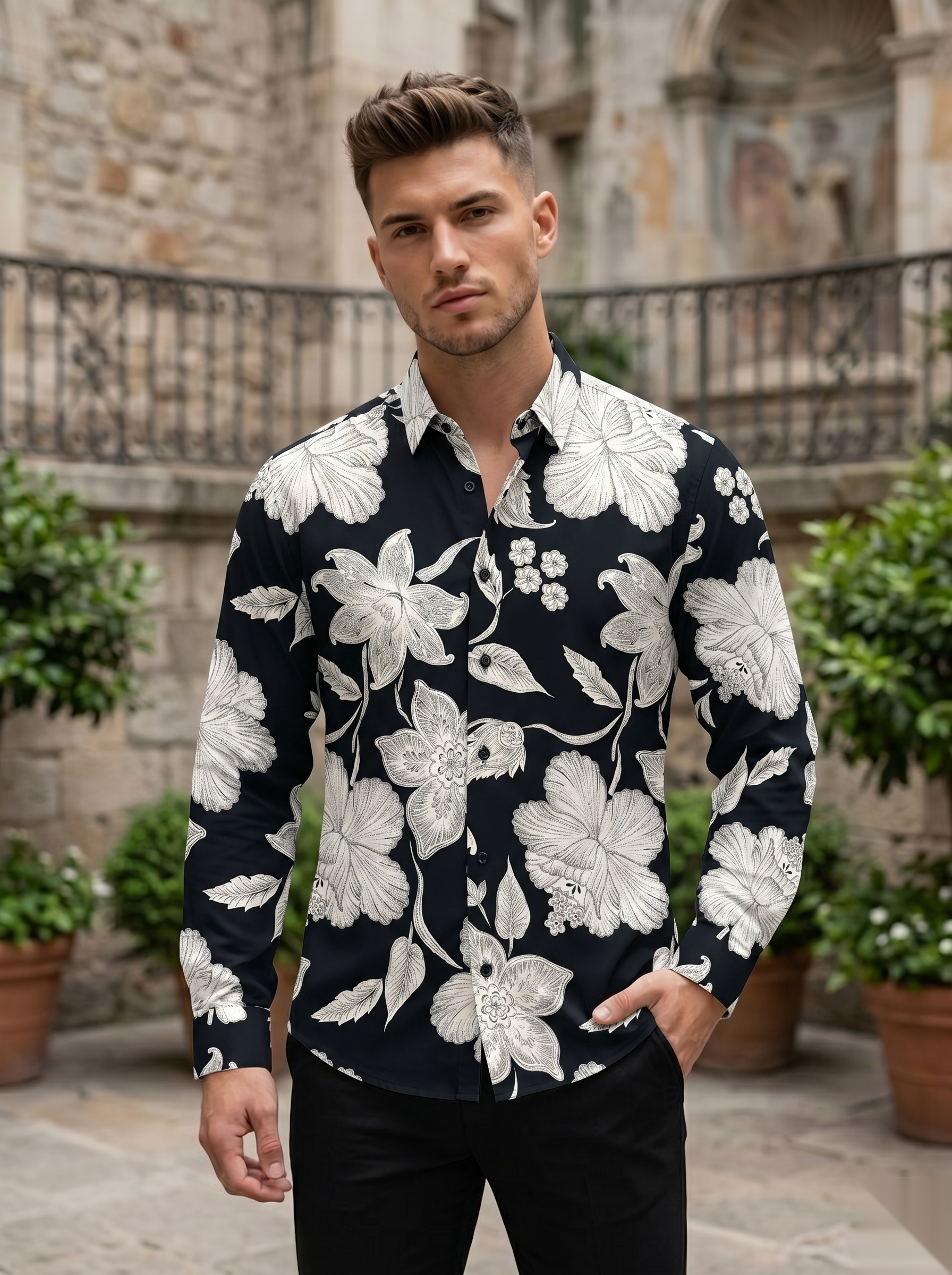 Viscose Printed Shirt - B&W