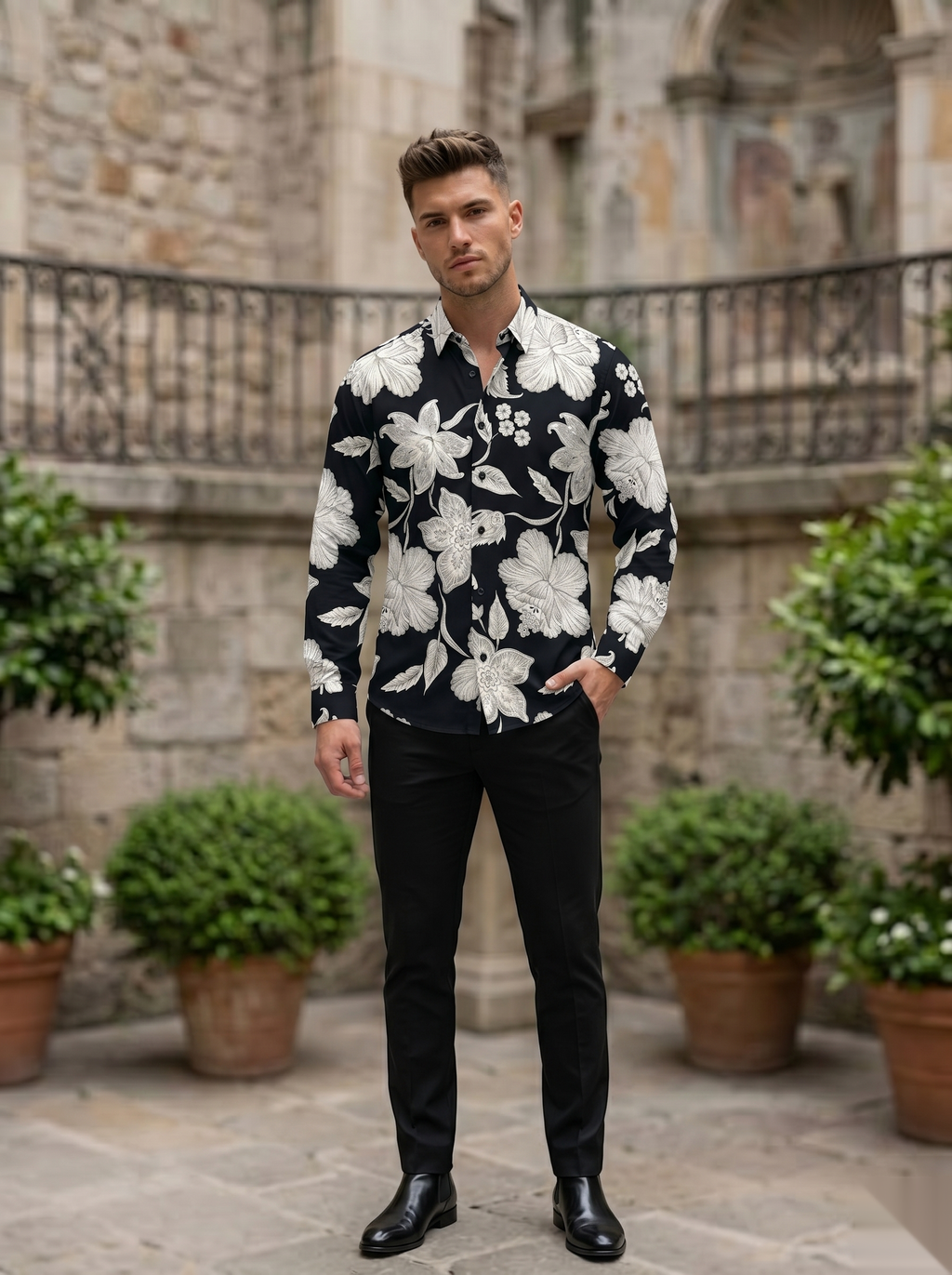 Viscose Printed Shirt - B&W