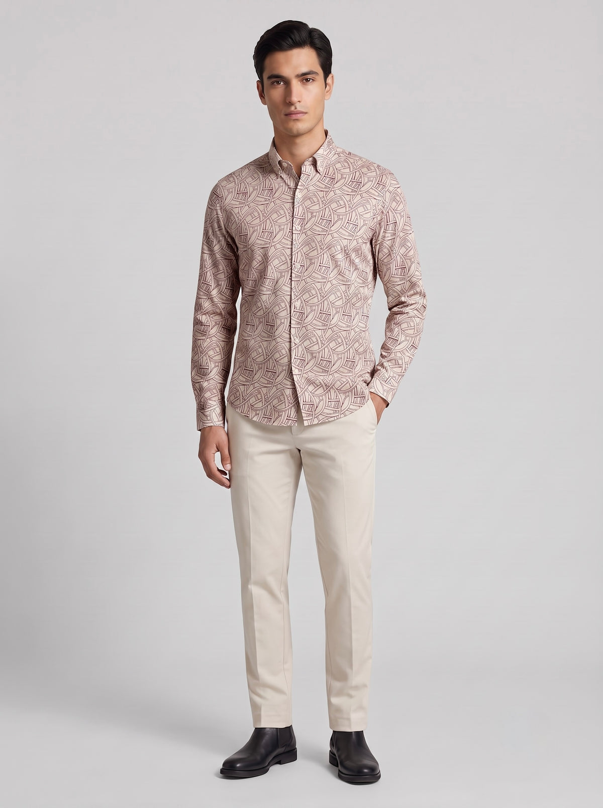 Men’s Interlaced Print Full Sleeve Shirt