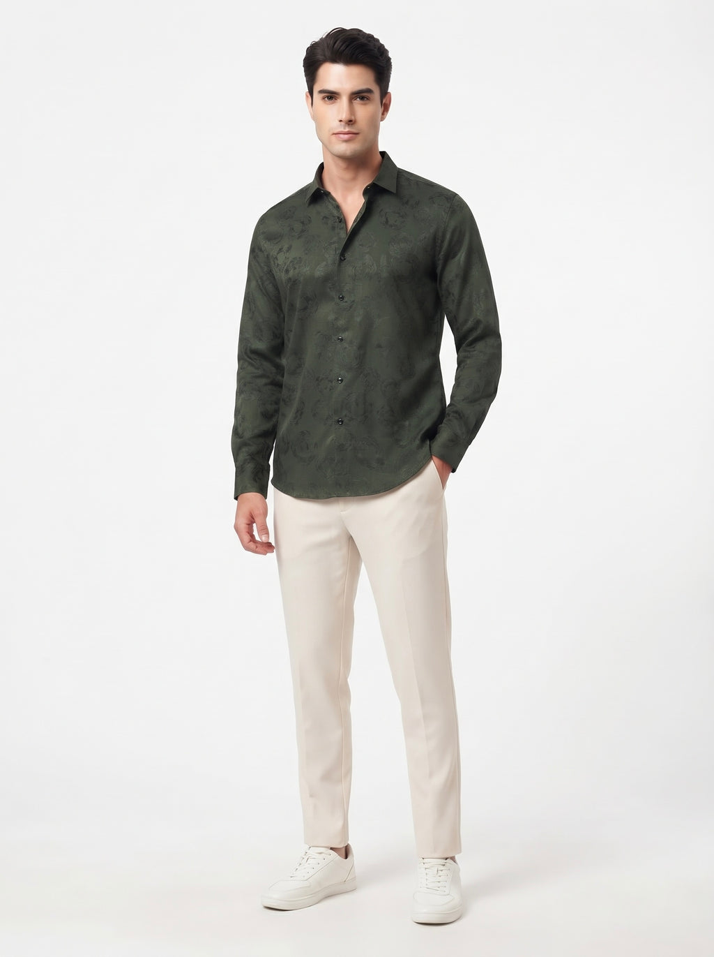 Men’s Swirl Pattern Party Wear Shirt