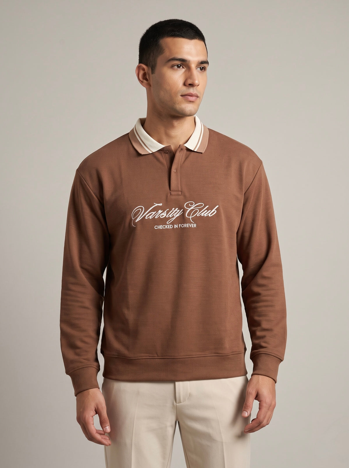 Men’s Varsity Club Full Sleeve Polo Sweatshirt