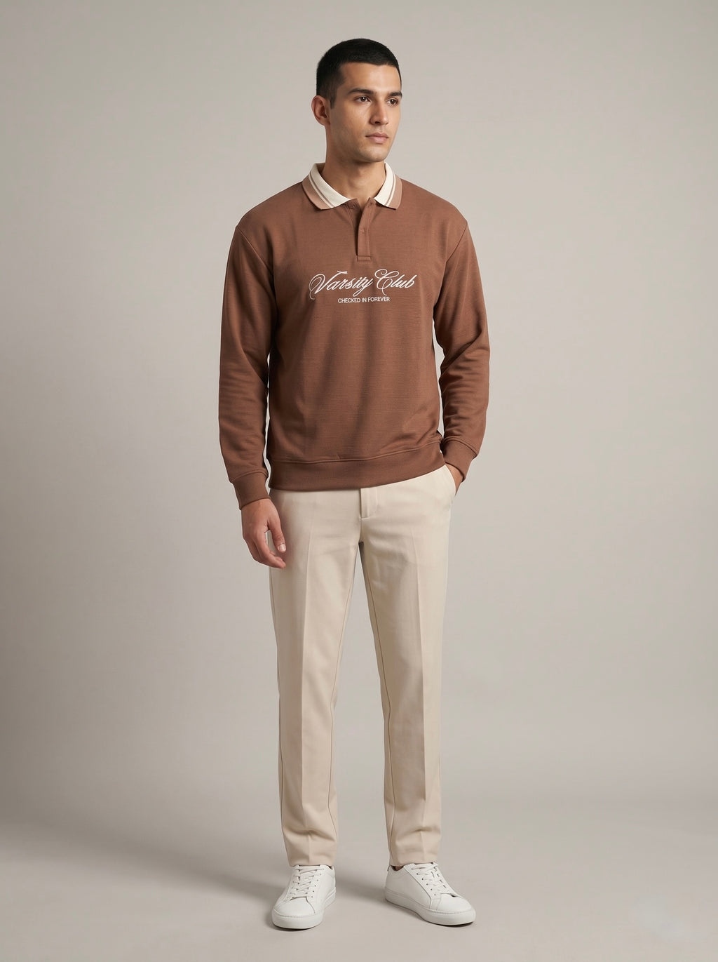 Men’s Varsity Club Full Sleeve Polo Sweatshirt