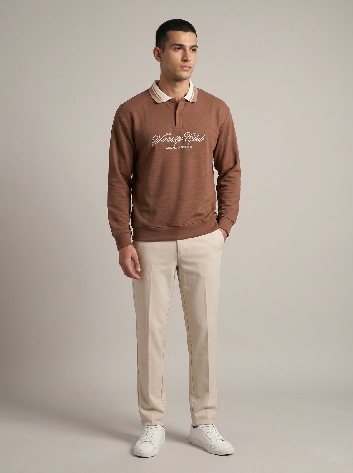 Men’s Varsity Club Full Sleeve Polo Sweatshirt