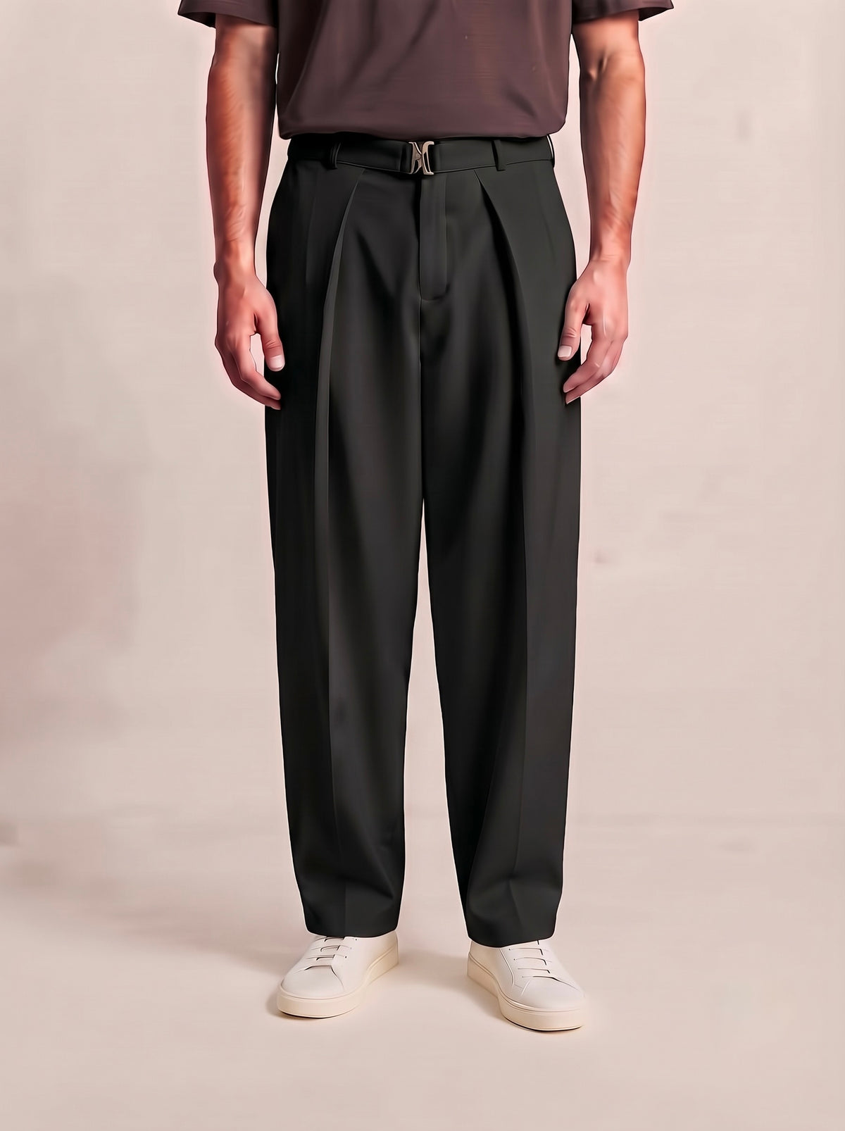 Men’s Korean-Style Pleated Wide-Leg Trousers