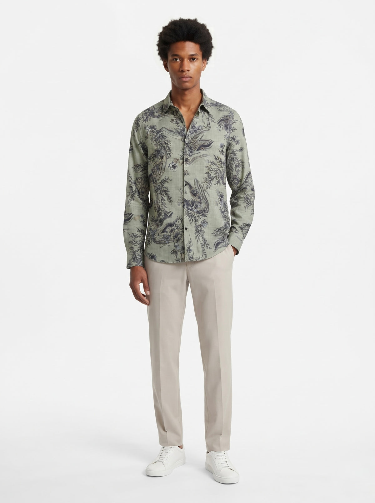 Men’s Floral Foil Print Full Sleeve Shirt