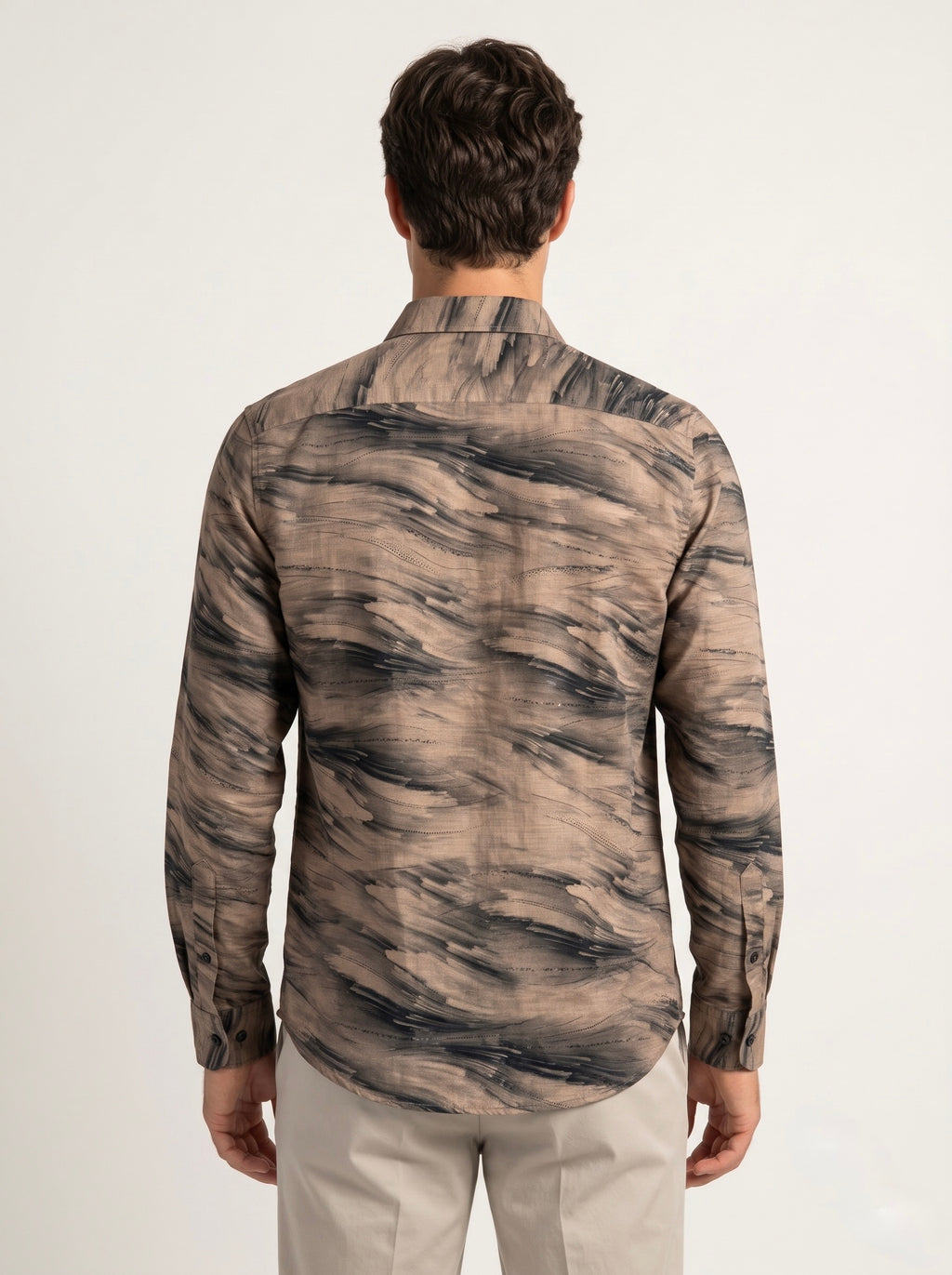 Men’s Abstract Brushstroke Foil Print Full Sleeve Shirt