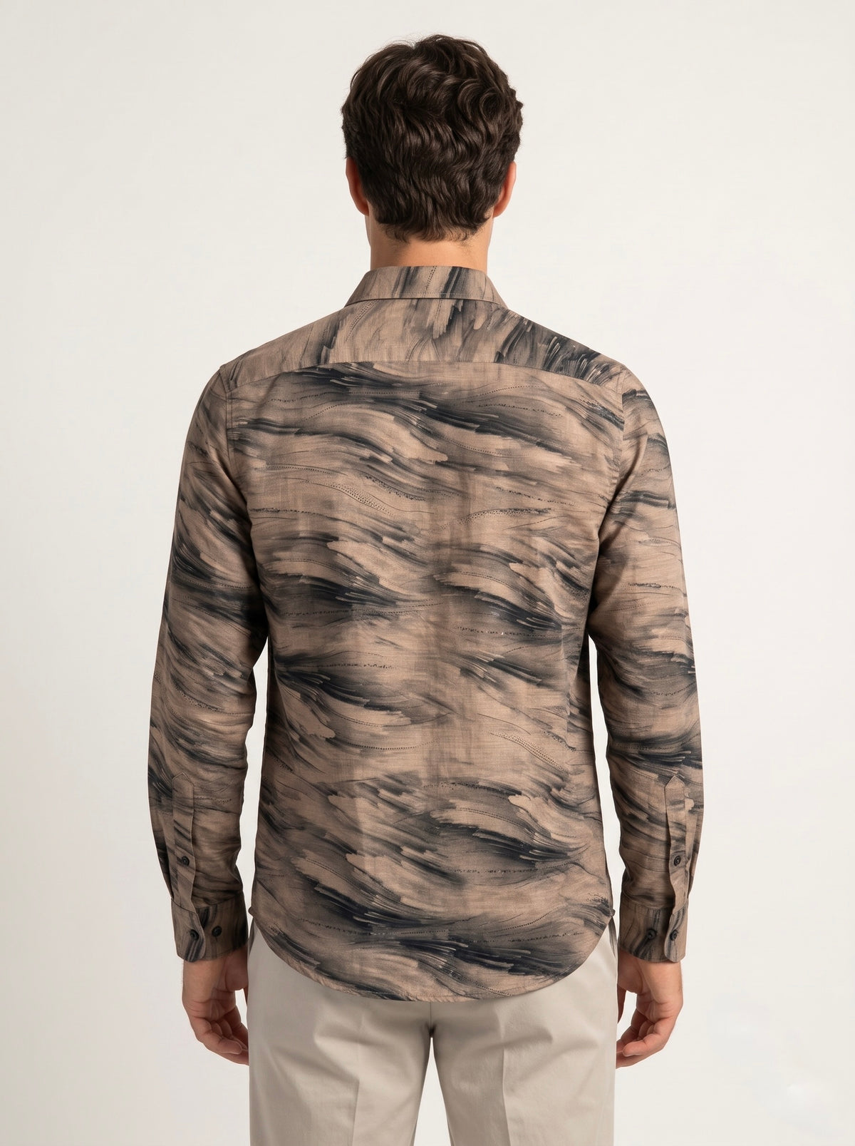 Men’s Abstract Brushstroke Foil Print Full Sleeve Shirt