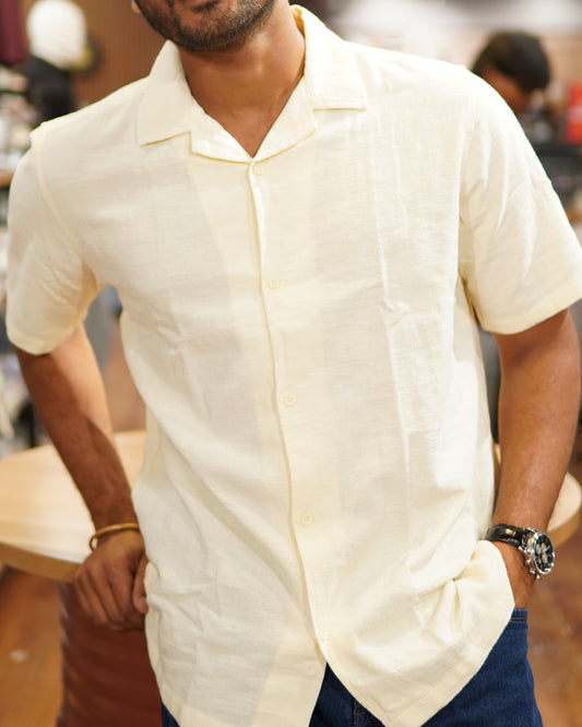 Cuban Collar Shirt - Cream