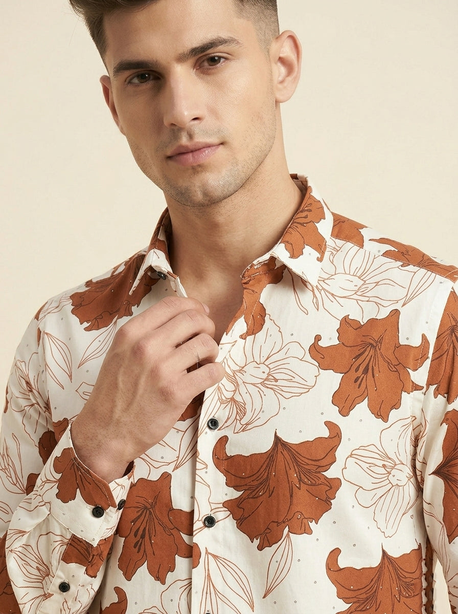 Snipes stone printed shirt featuring a stylish design, long sleeves, and a casual fit, perfect for everyday wear.