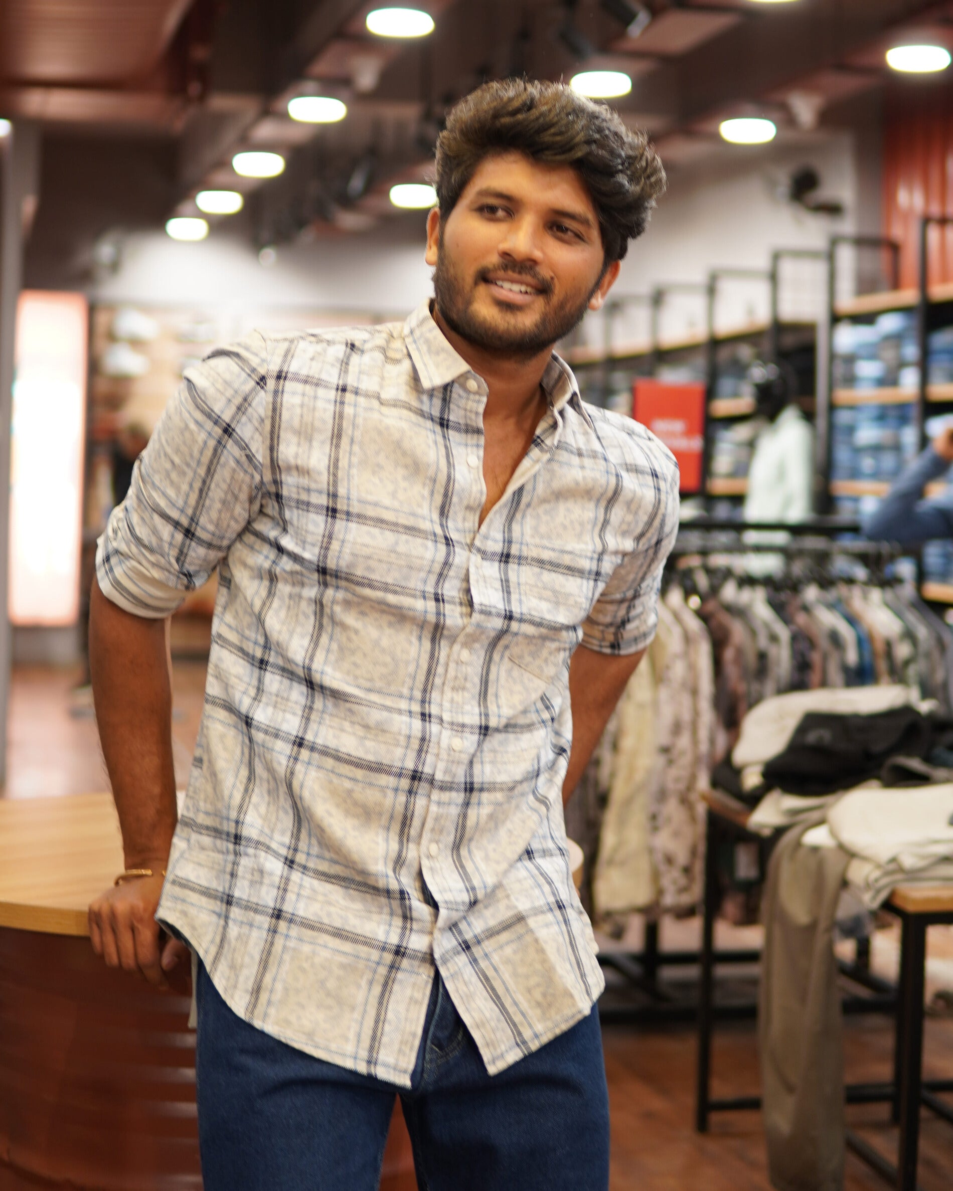 Acid Wash Checkered Shirt - Blue Line - Snipes