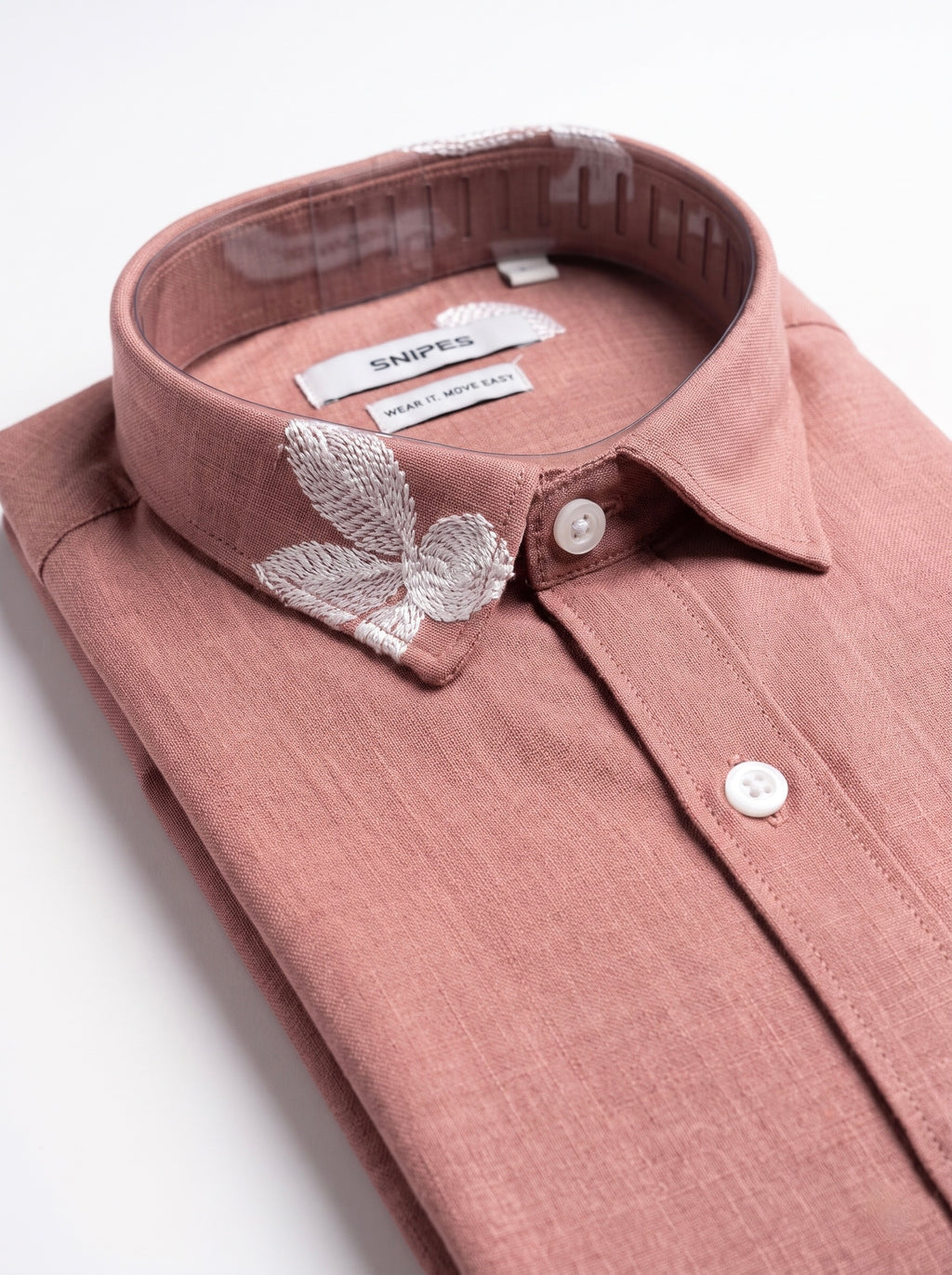 Men’s Korean Linen Floral Stem Embroidery Shirt