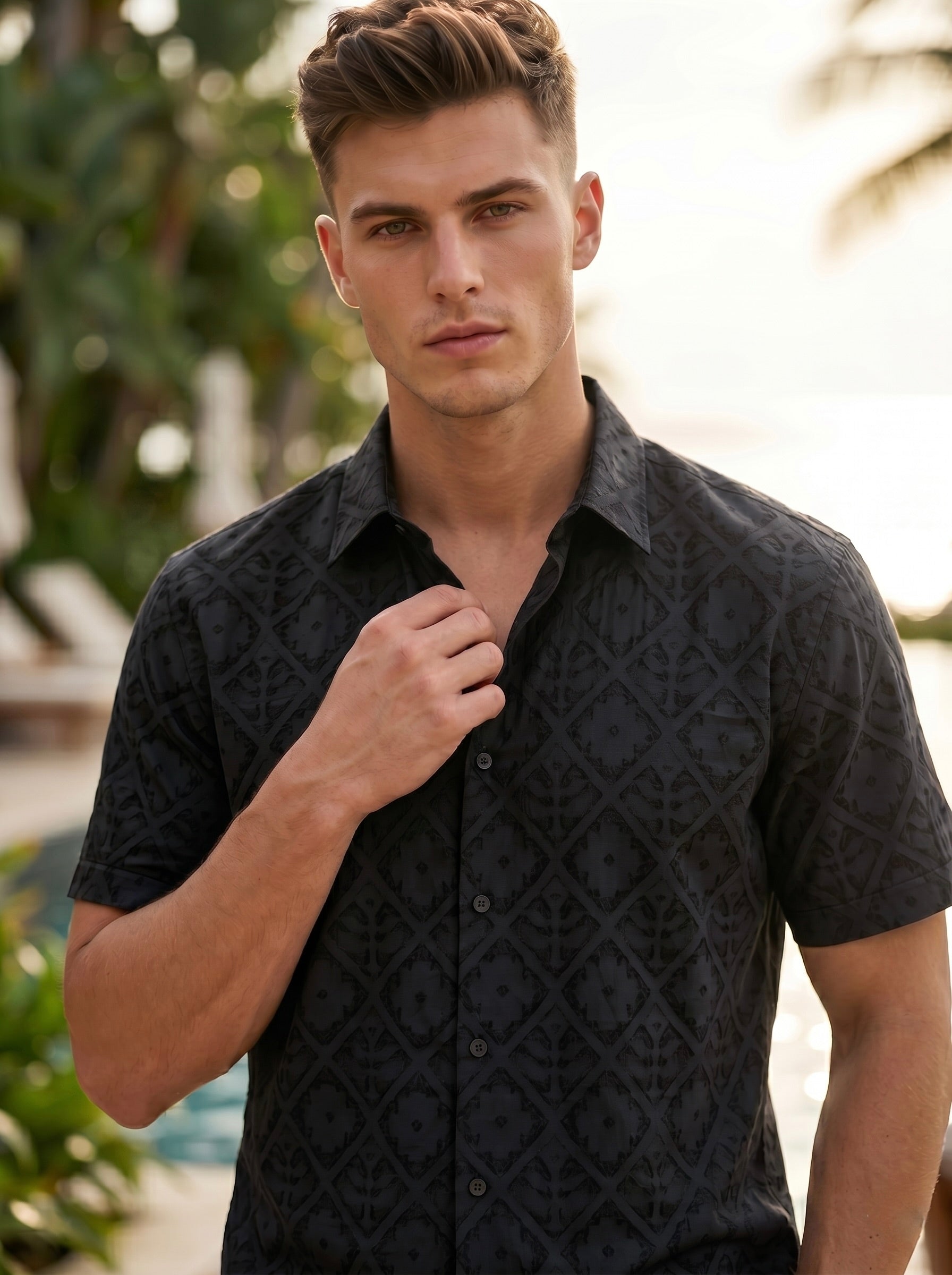 Diamond Textured Jacquard Shirt