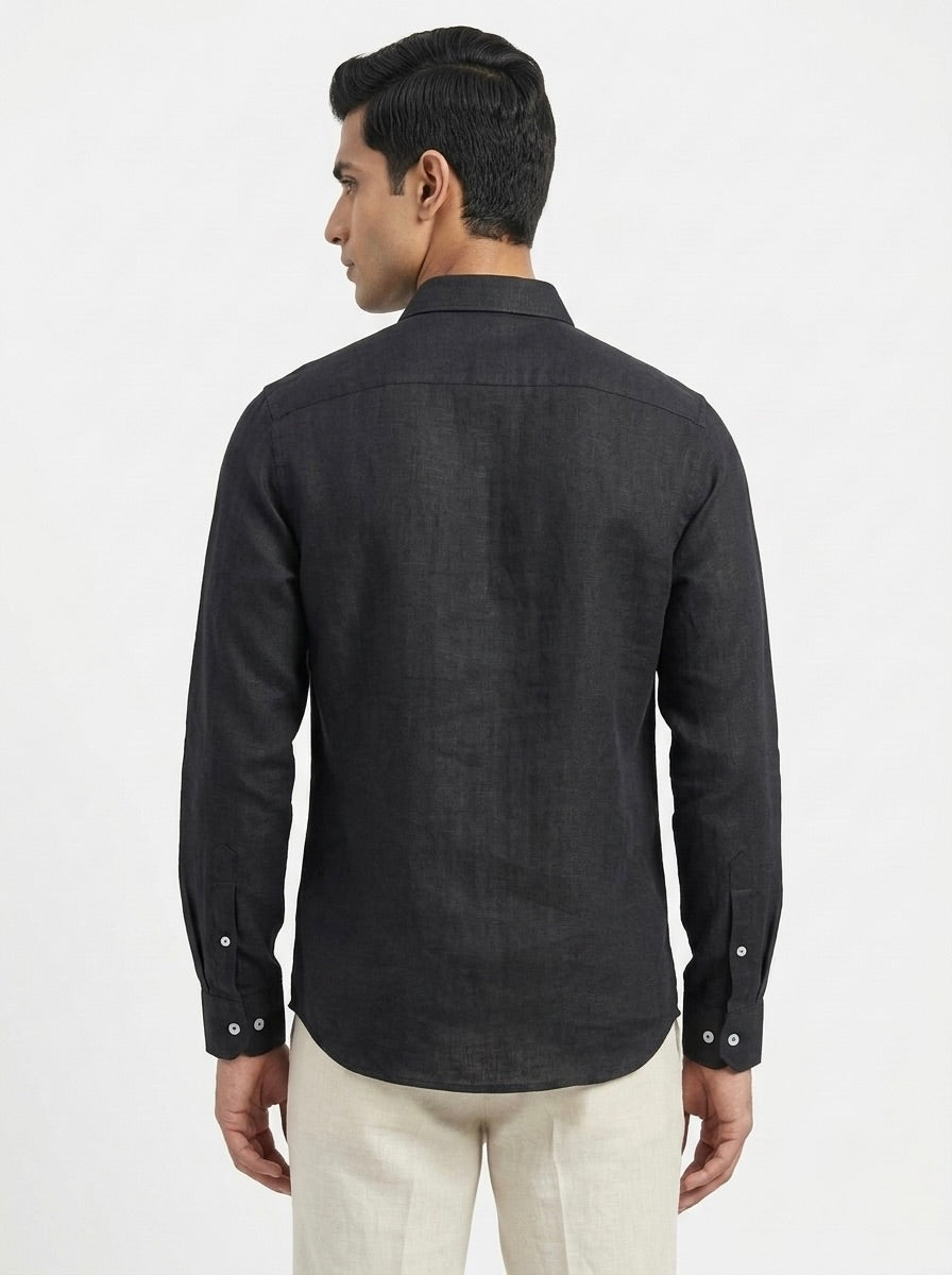 Men’s pure linen full sleeve casual shirt by Snipes, shown in light-colored fabric with a relaxed fit and button-down front.