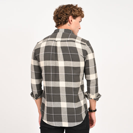 Monochrome Grid Casual Shirt
