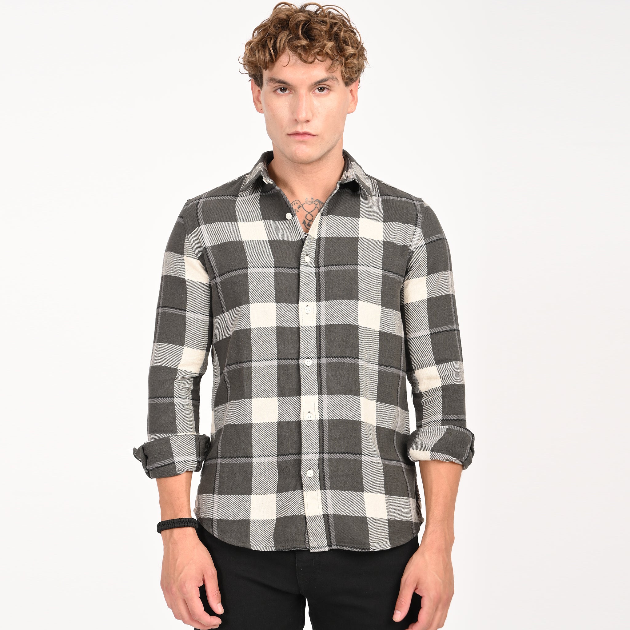 Monochrome Grid Casual Shirt - Snipes Main image