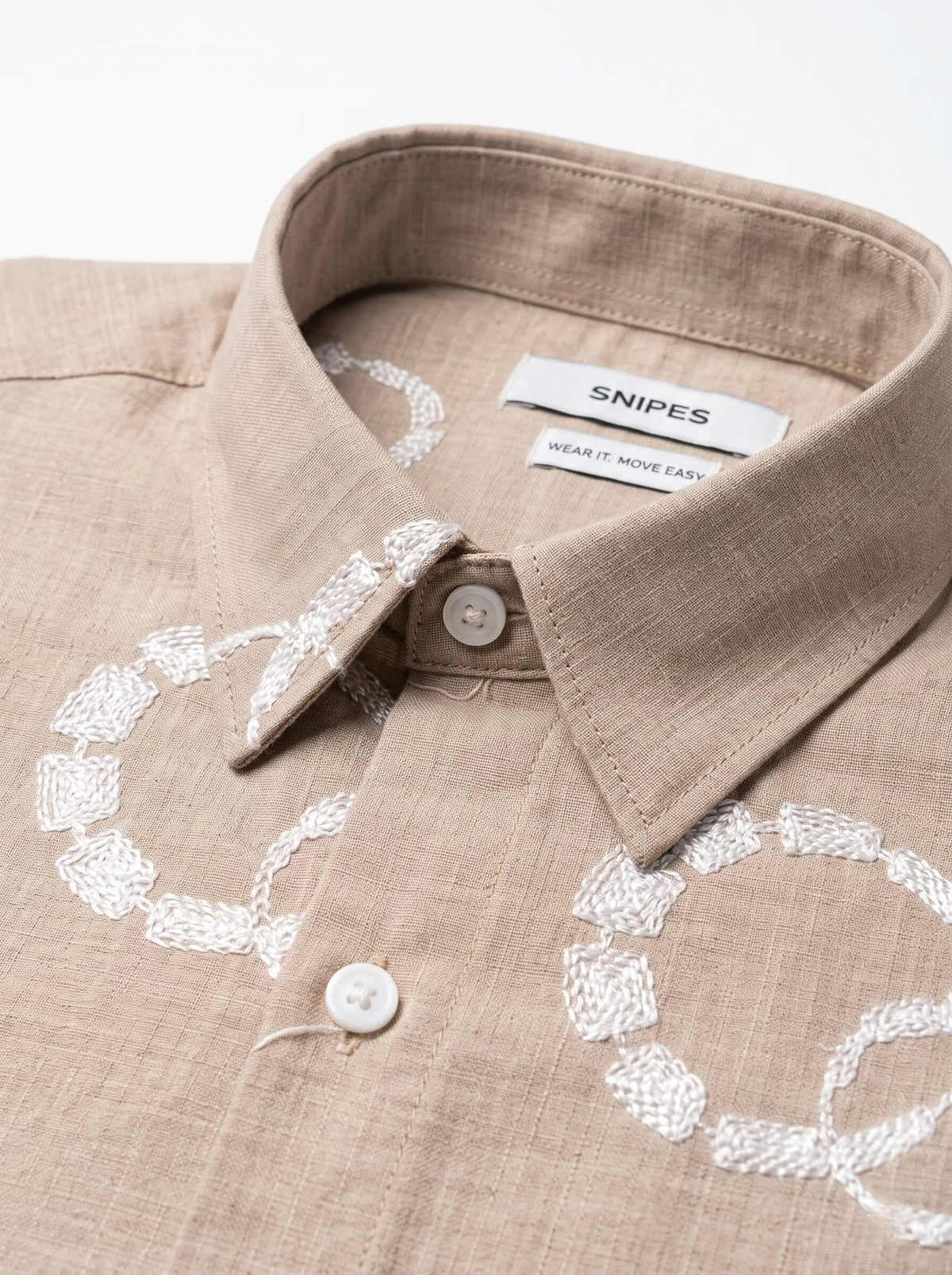 Men’s Korean Linen Circular Pattern Embroidery Shirt