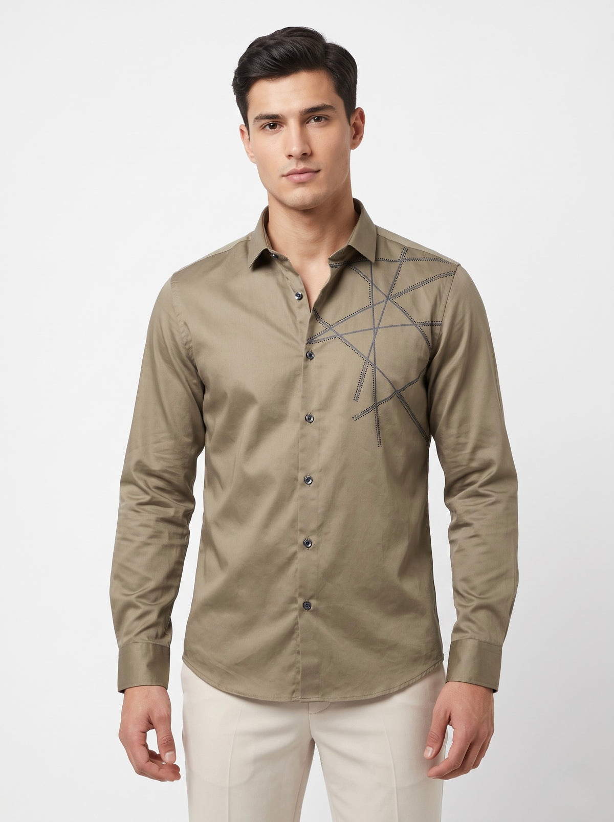 Men’s Abstract Line Full Sleeve Party Wear Shirt - Snipes