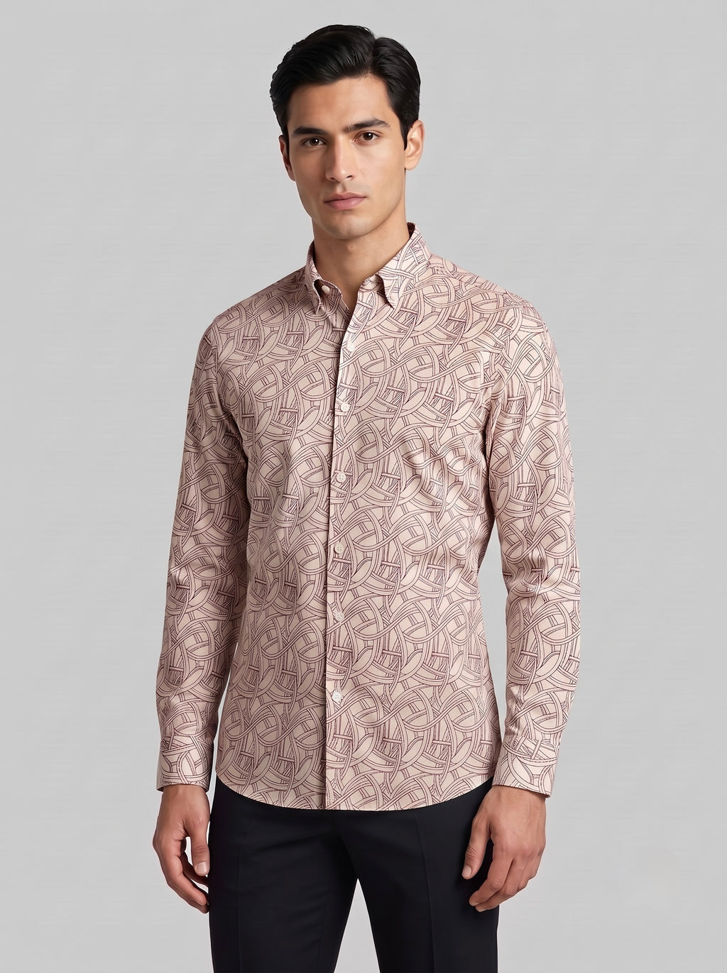 Men’s Interlaced Print Full Sleeve Shirt