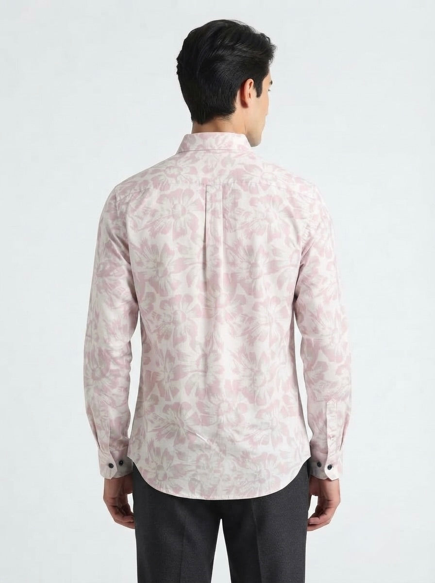Men’s floral printed full sleeve shirt by Snipes showing vibrant floral pattern and classic collar design.