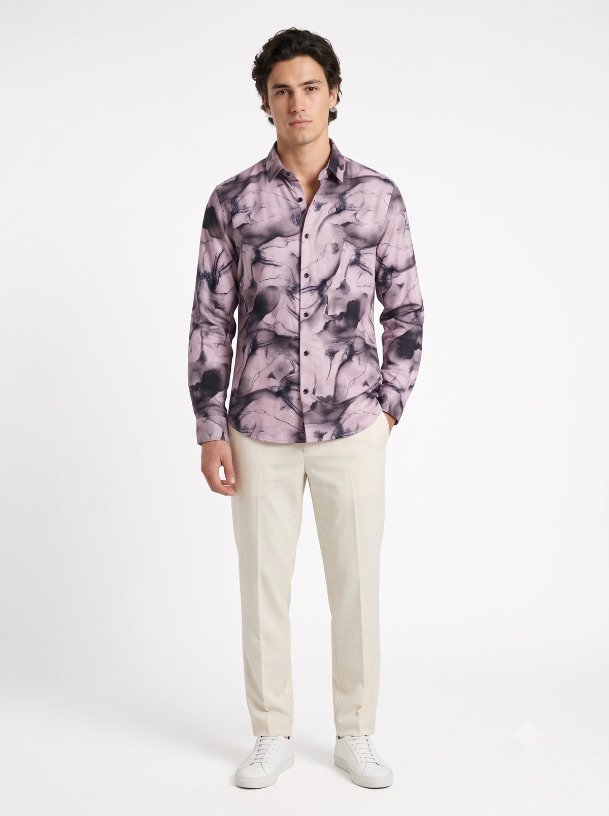Men’s Abstract Marble Foil Print Full Sleeve Shirt