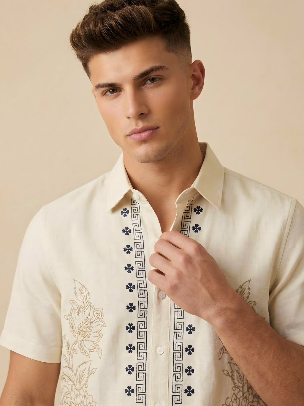 Snipes embroidery print shirt, long sleeve design with detailed embroidery, casual stylish shirt for men.
