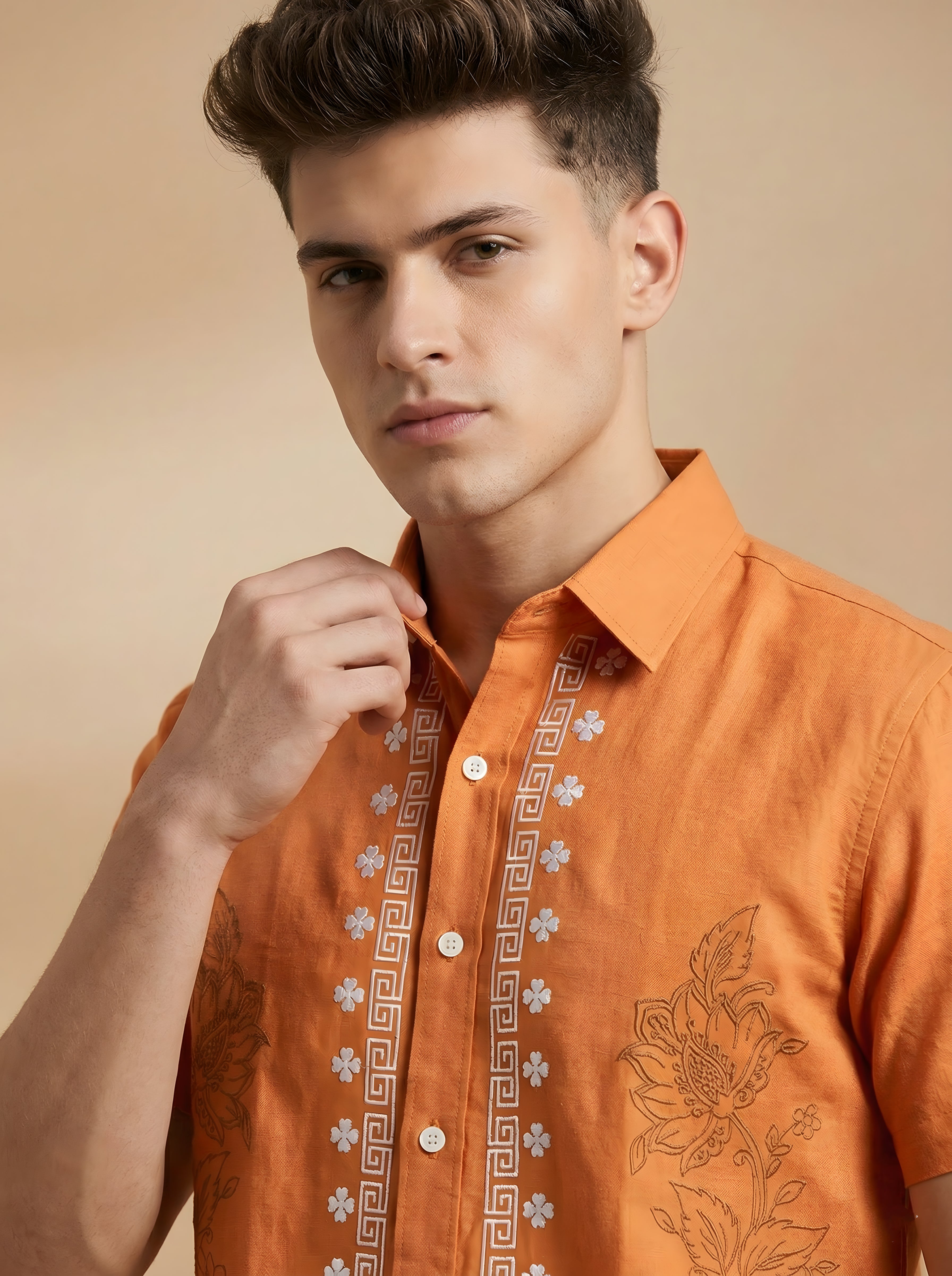 Snipes embroidery print shirt with long sleeves, featuring detailed embroidered design on a casual button-up shirt.