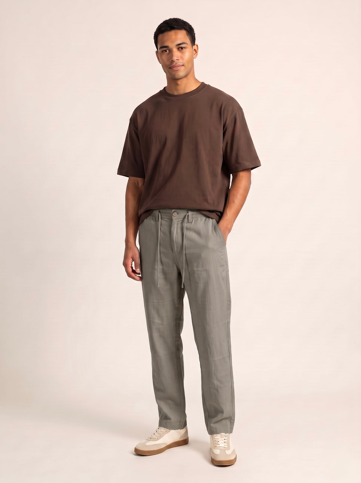 Men’s Pure Linen Loose Fit Drawstring Trousers