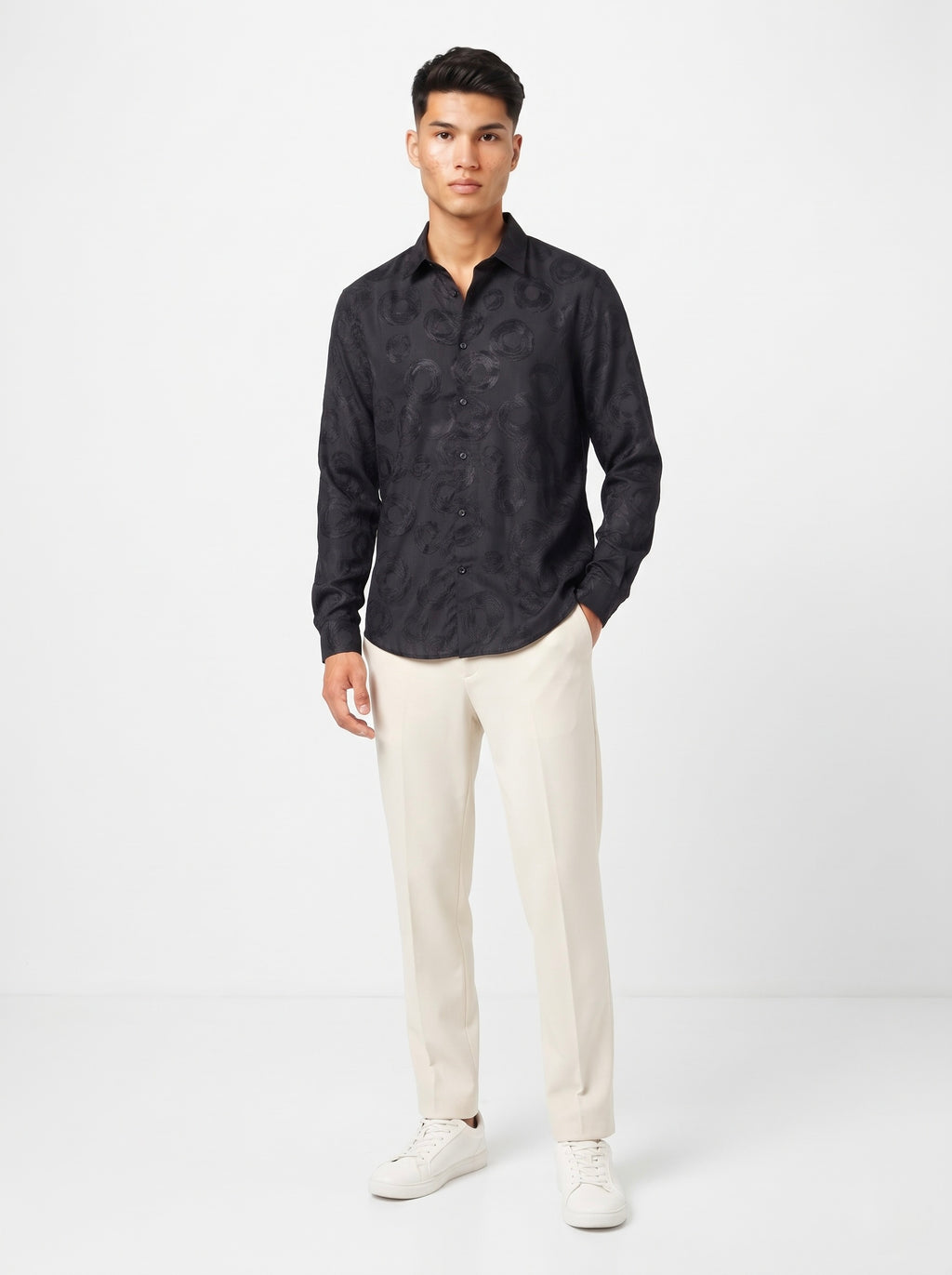 Men’s Swirl Pattern Party Wear Shirt