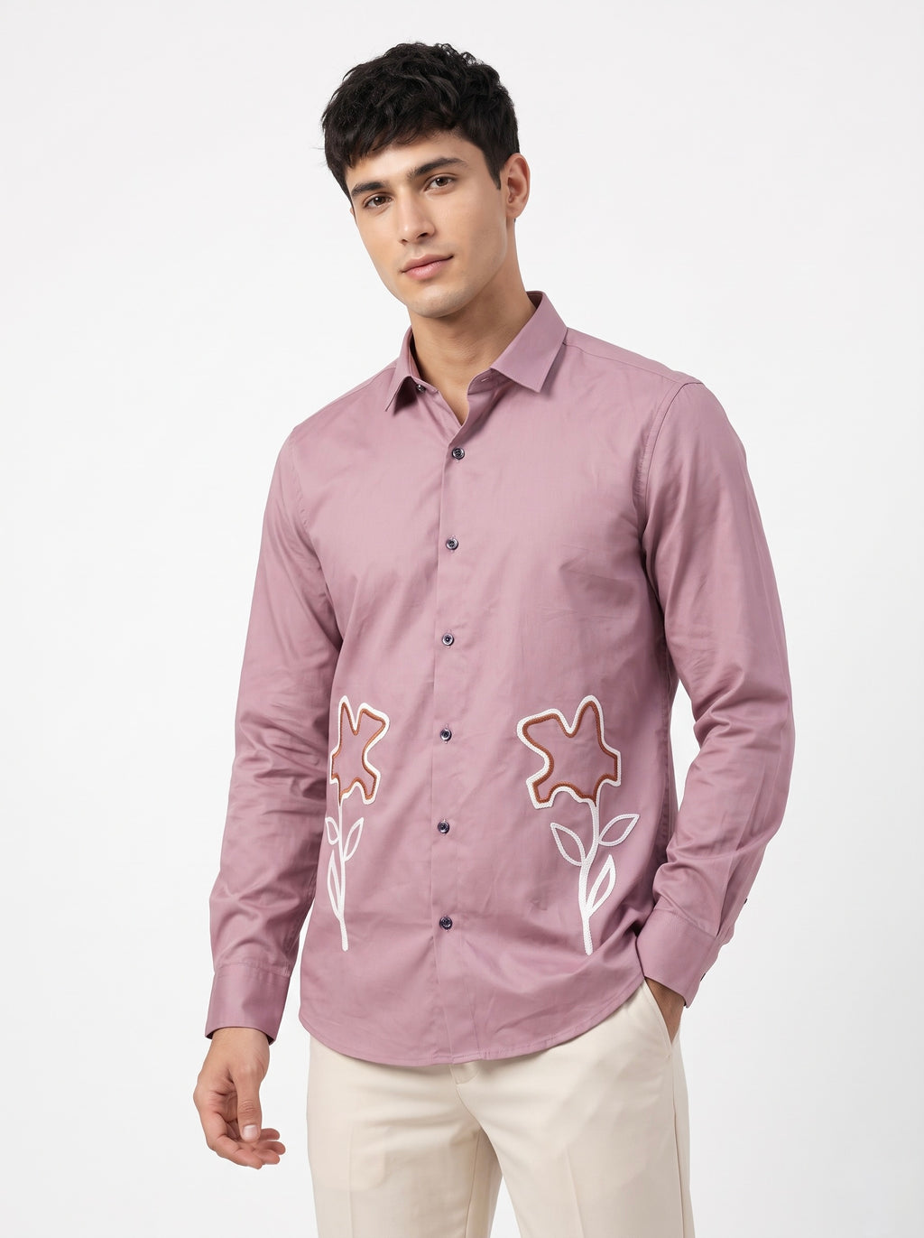Men’s Floral Embroidered Full Sleeve Party Wear Shirt - Snipes