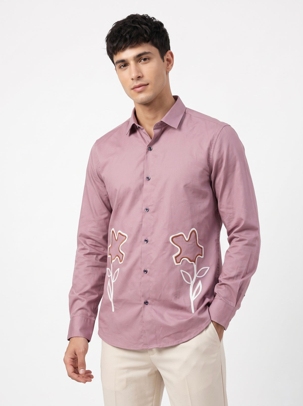 Men’s Floral Embroidered Full Sleeve Party Wear Shirt - Snipes