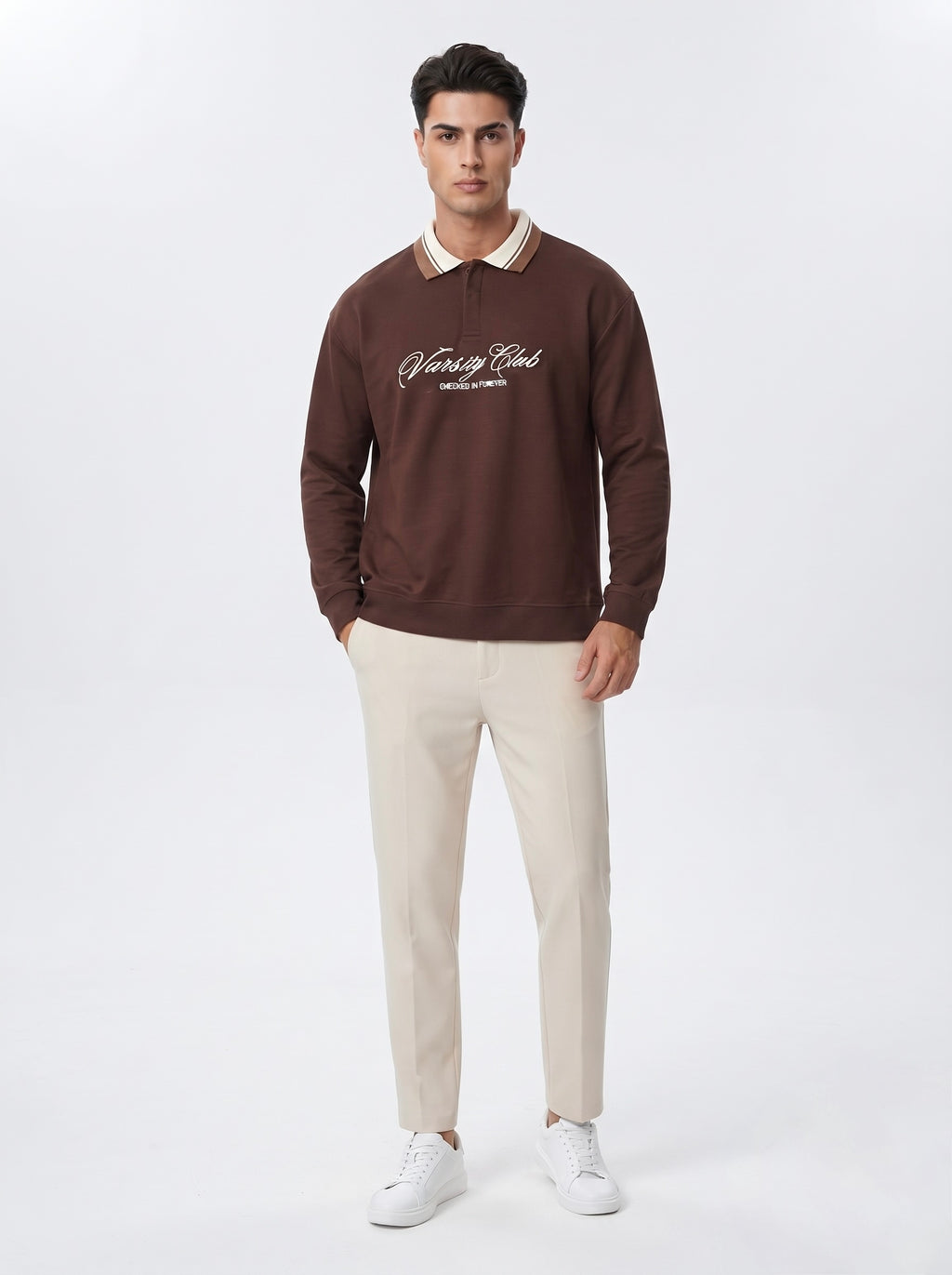 Men’s Varsity Club Full Sleeve Polo Sweatshirt