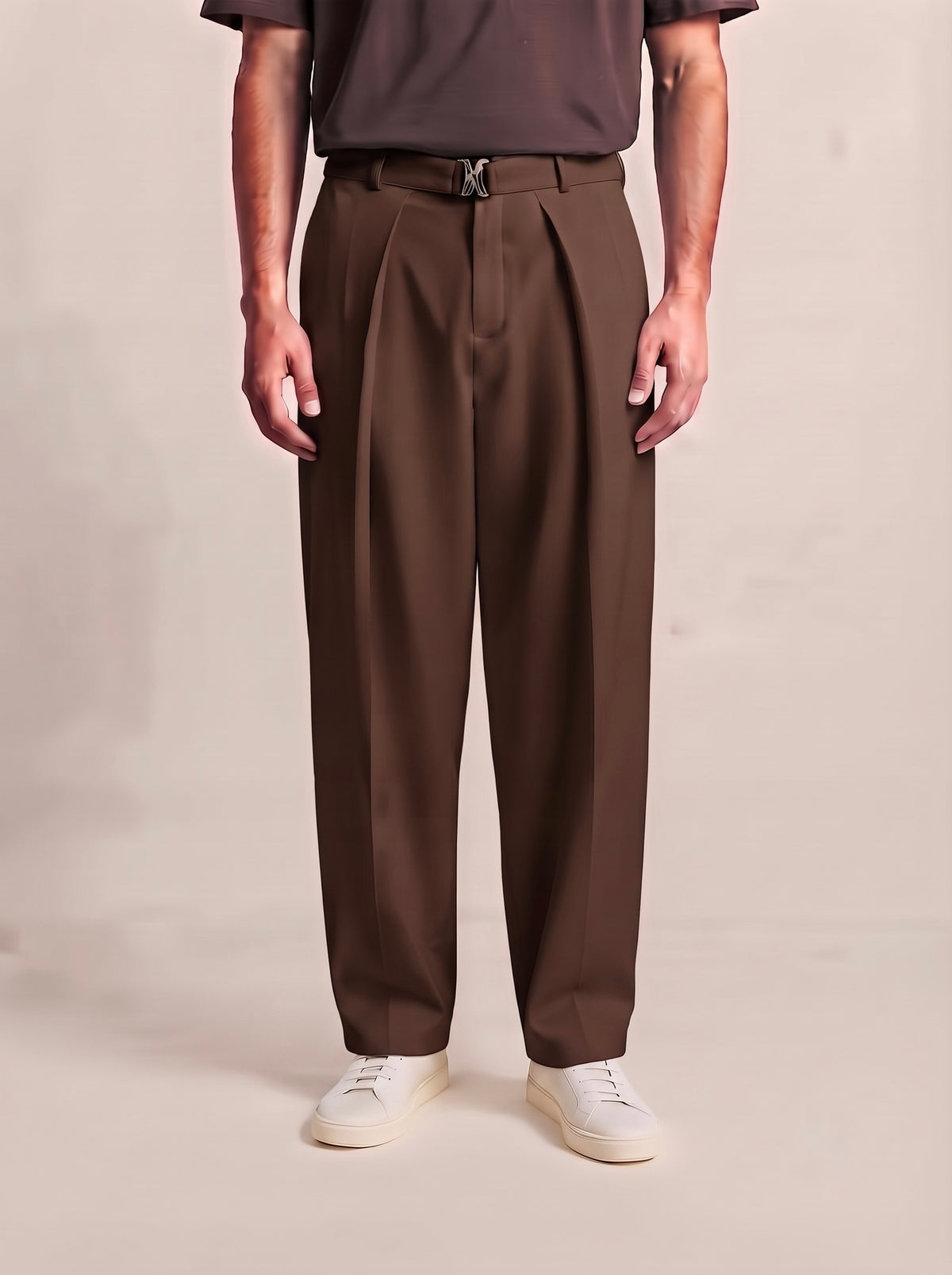 Men’s Korean-Style Pleated Wide-Leg Trousers