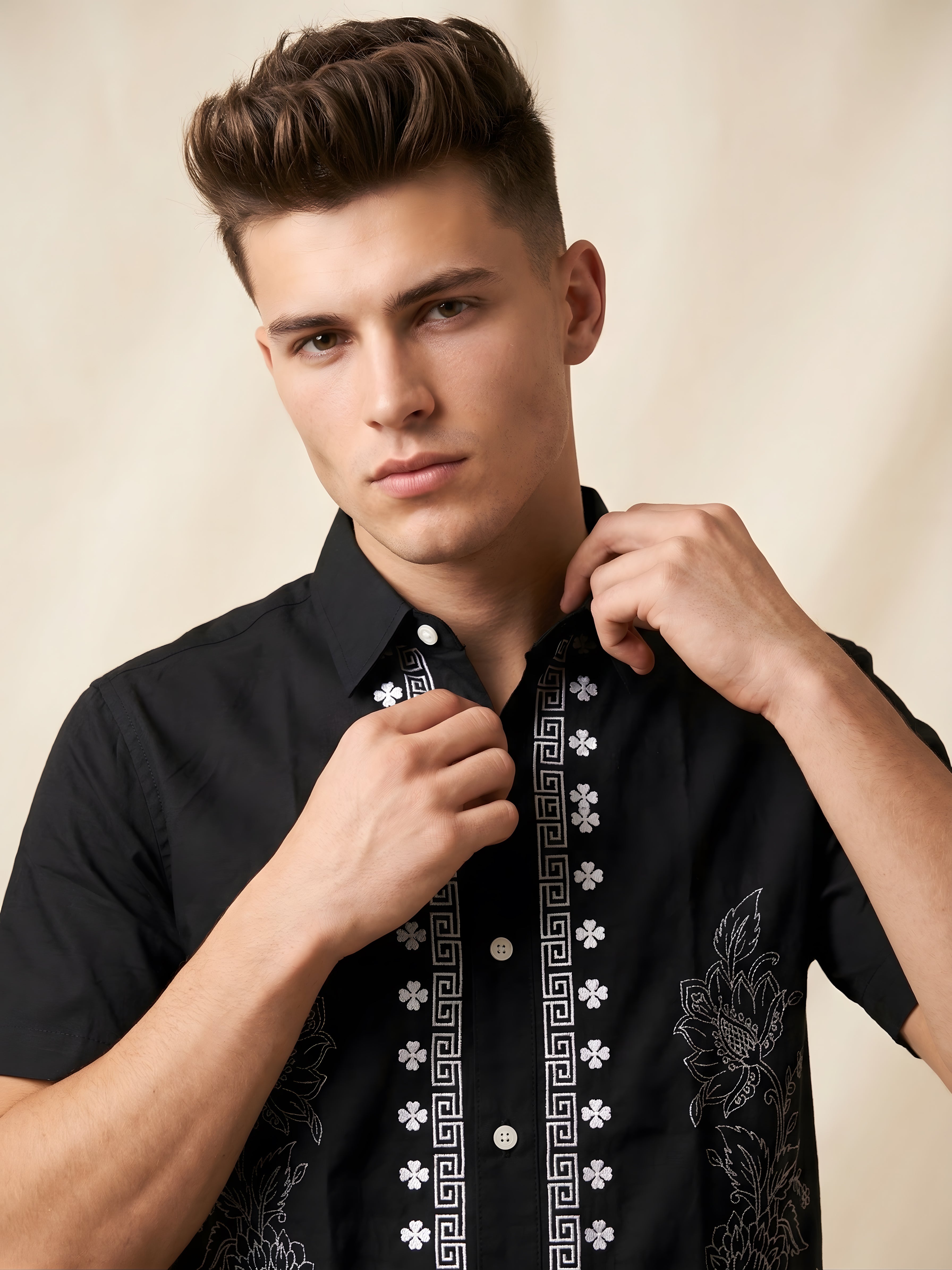 Snipes embroidery print shirt with long sleeves, featuring detailed embroidery and casual style, shown in the image.