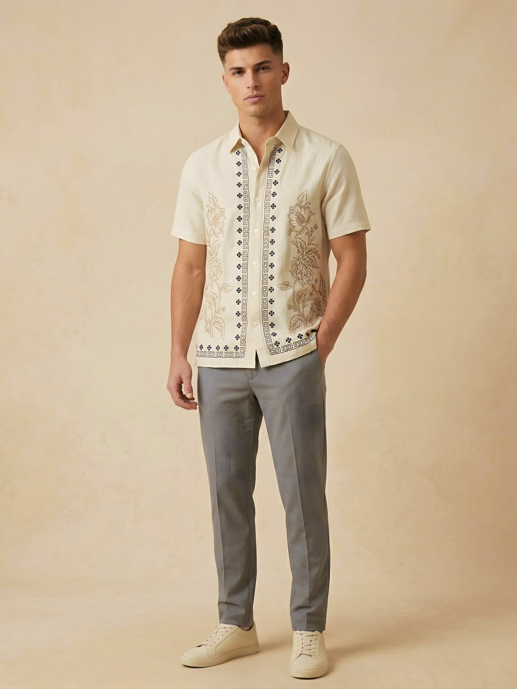 Snipes embroidery print shirt with long sleeves, featuring colorful embroidered design on white fabric.