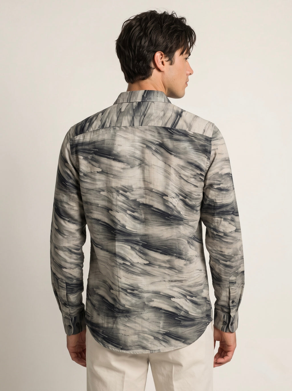 Men’s Abstract Brushstroke Foil Print Full Sleeve Shirt