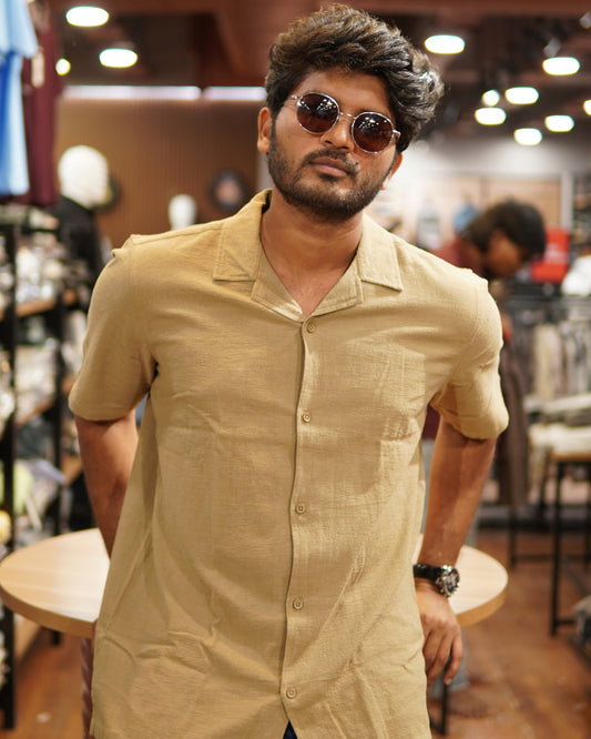 Cuban Collar Shirt - Khaki