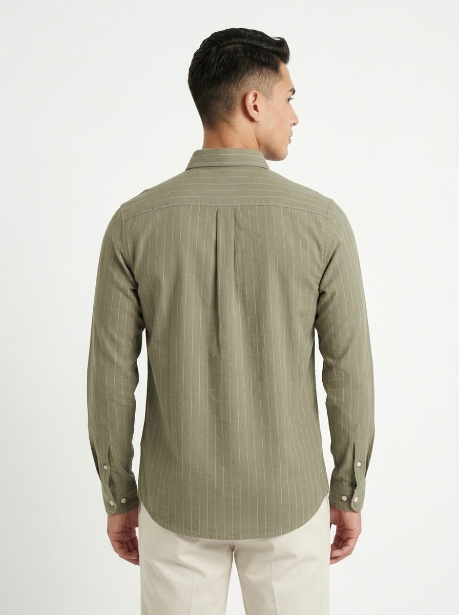 Men’s Striped TR Fabric Button-Down Shirt