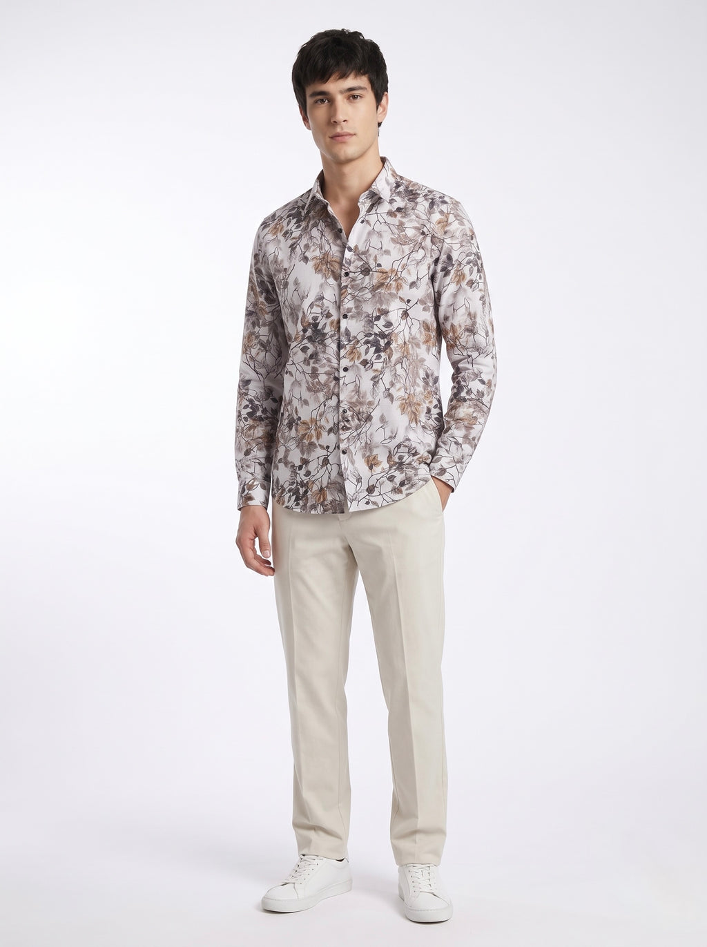 Men’s Botanical Foil Print Full Sleeve Shirt